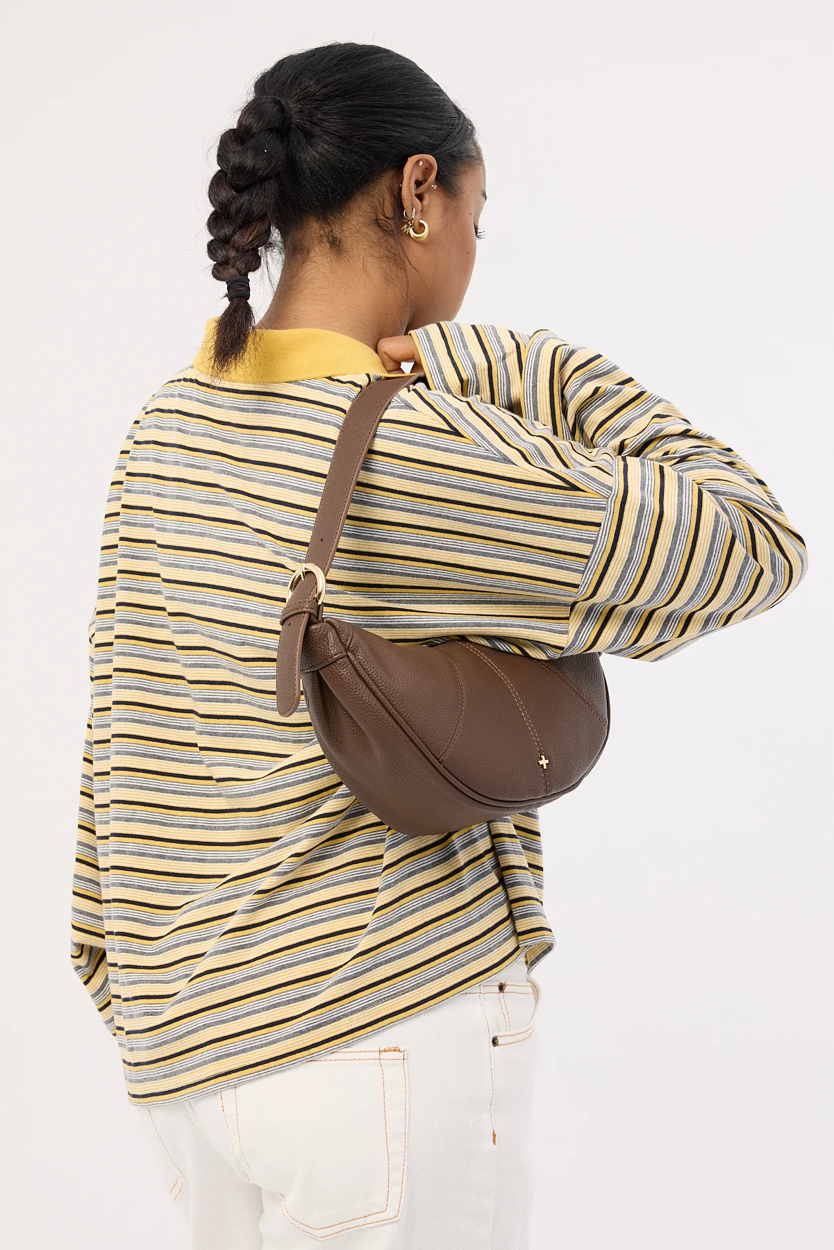 Peta + Jain Tatum Shoulder Bag Choc Pebble/Gold - Image 5
