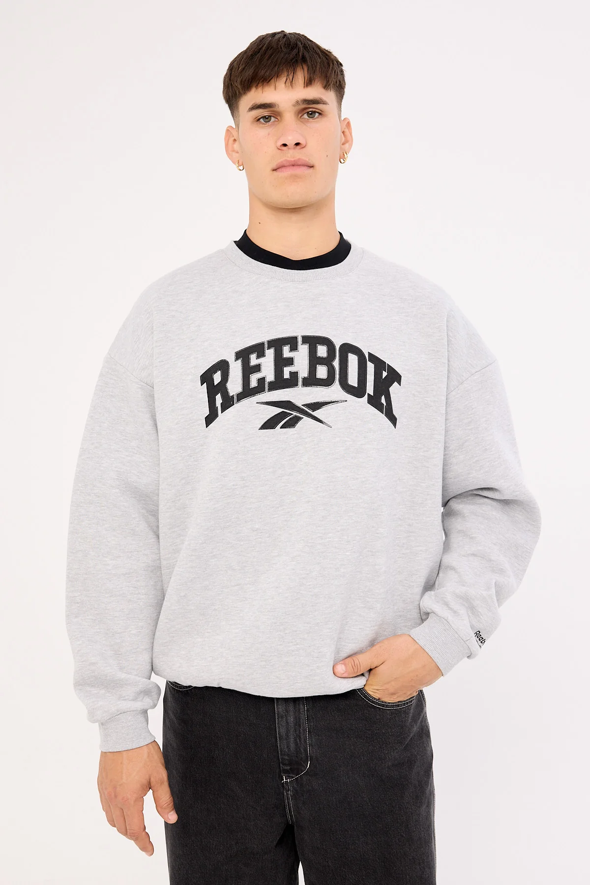 Reebok Cottle Sweatshirt Light Grey Marle - Image 3