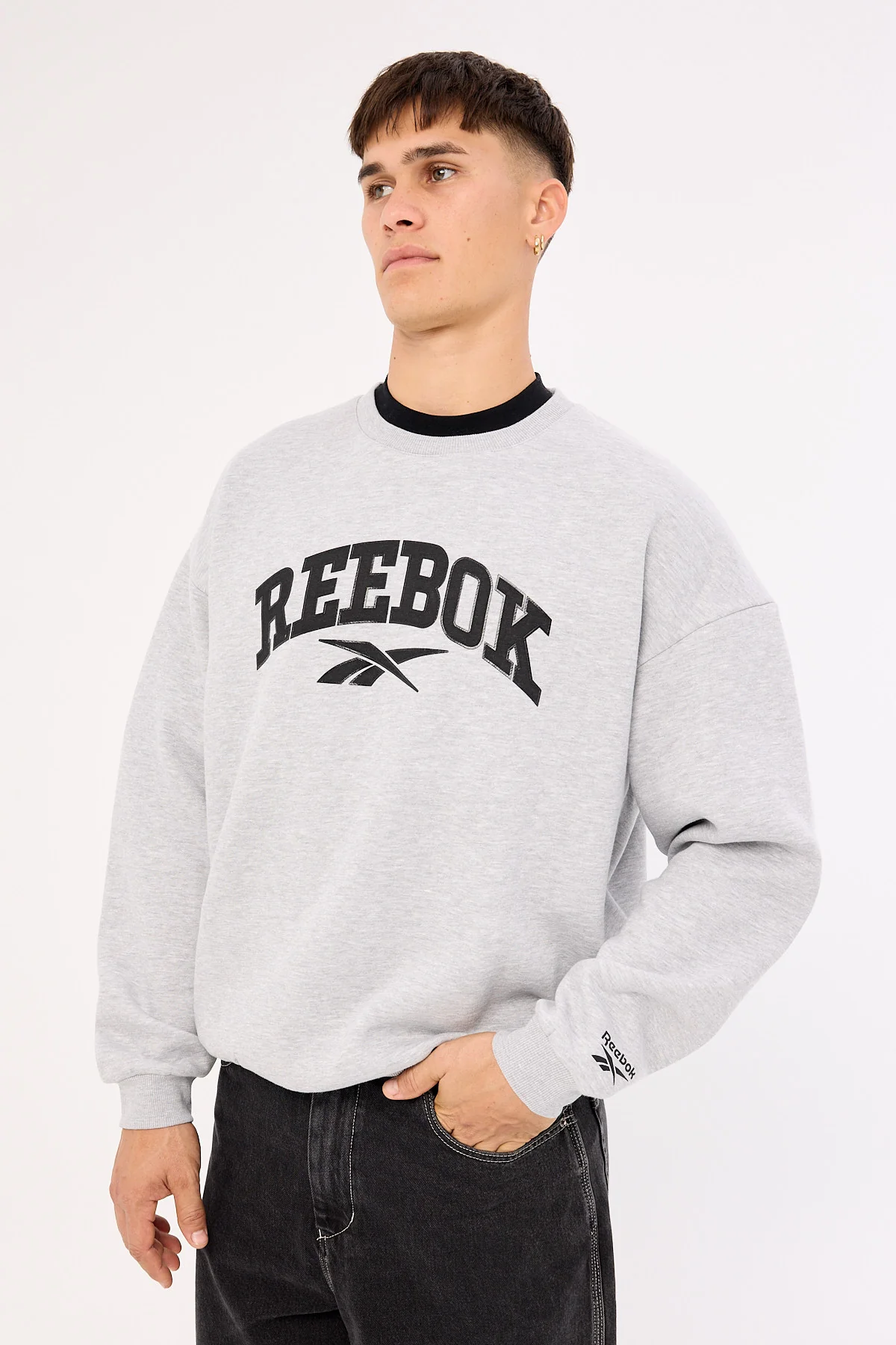 Reebok Cottle Sweatshirt Light Grey Marle - Image 6