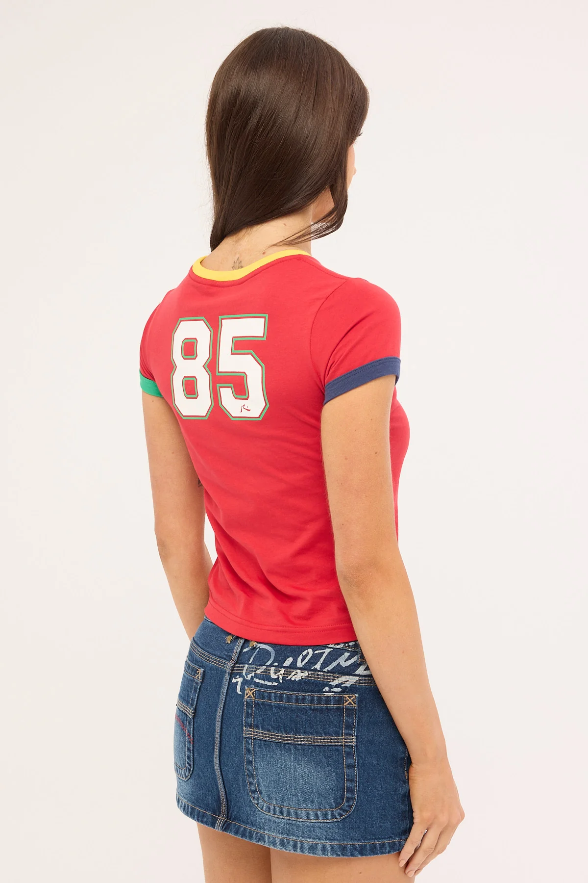 Rusty 3 Tone Contrast Ringer Baby Tee Red - Image 4