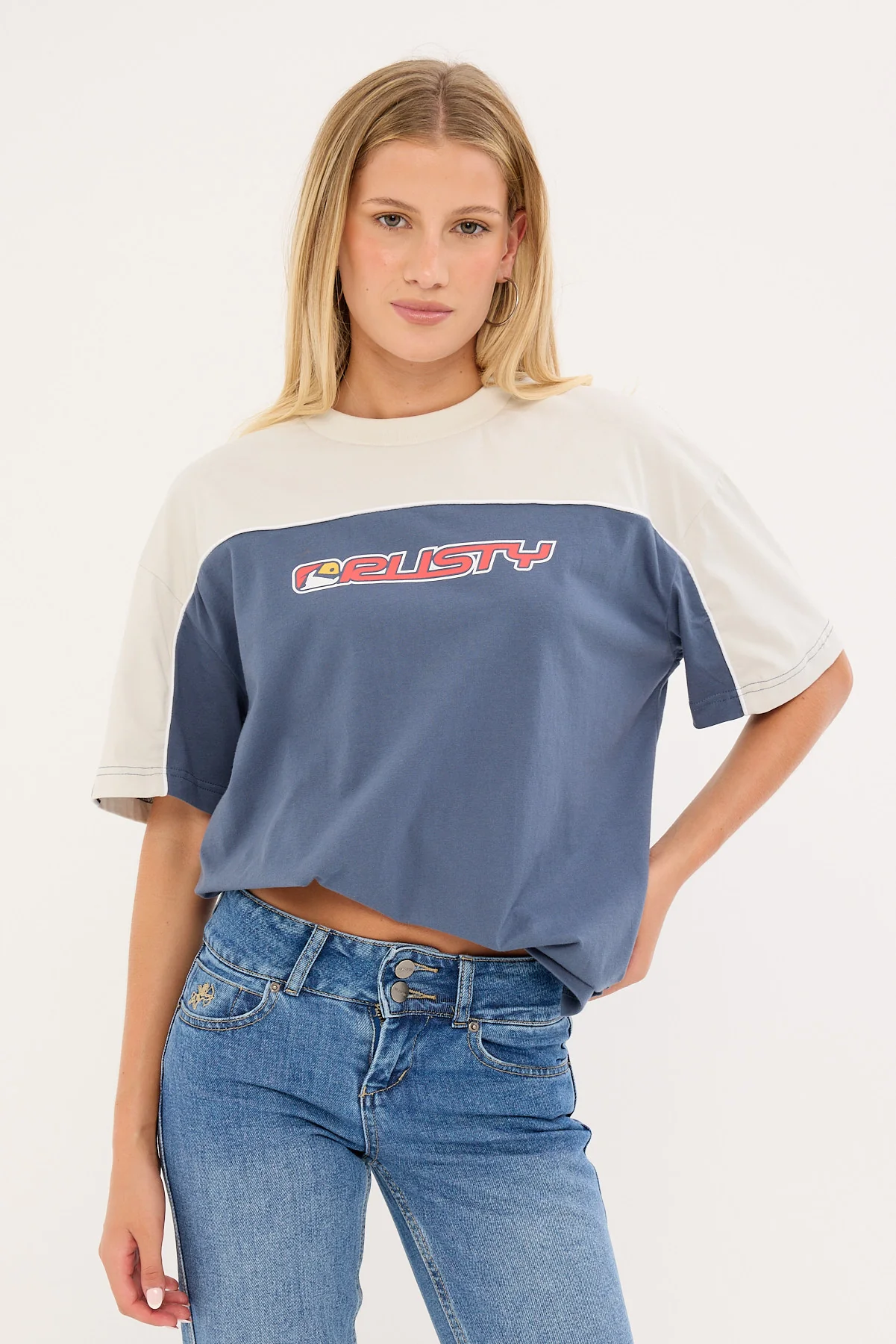 Rusty Archived Ops Oversize Short Sleeve Tee China Blue