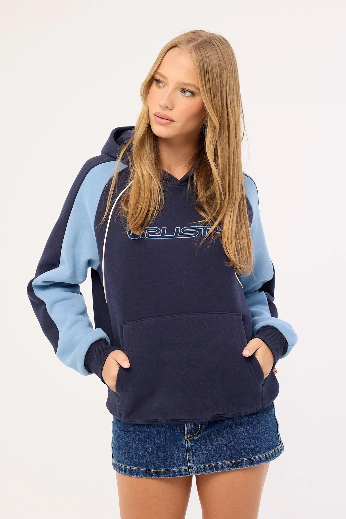 Rusty Black Splice Oversized Hooded Fleece Navy/Blue