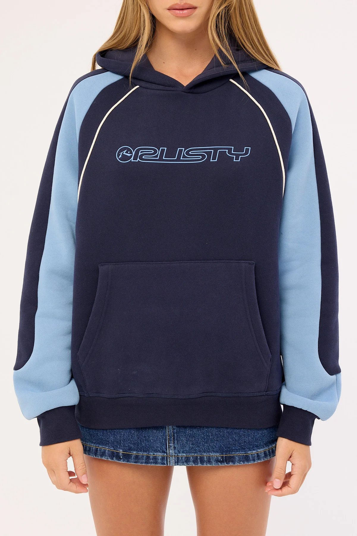 Rusty Black Splice Oversized Hooded Fleece Navy/Blue - Image 6