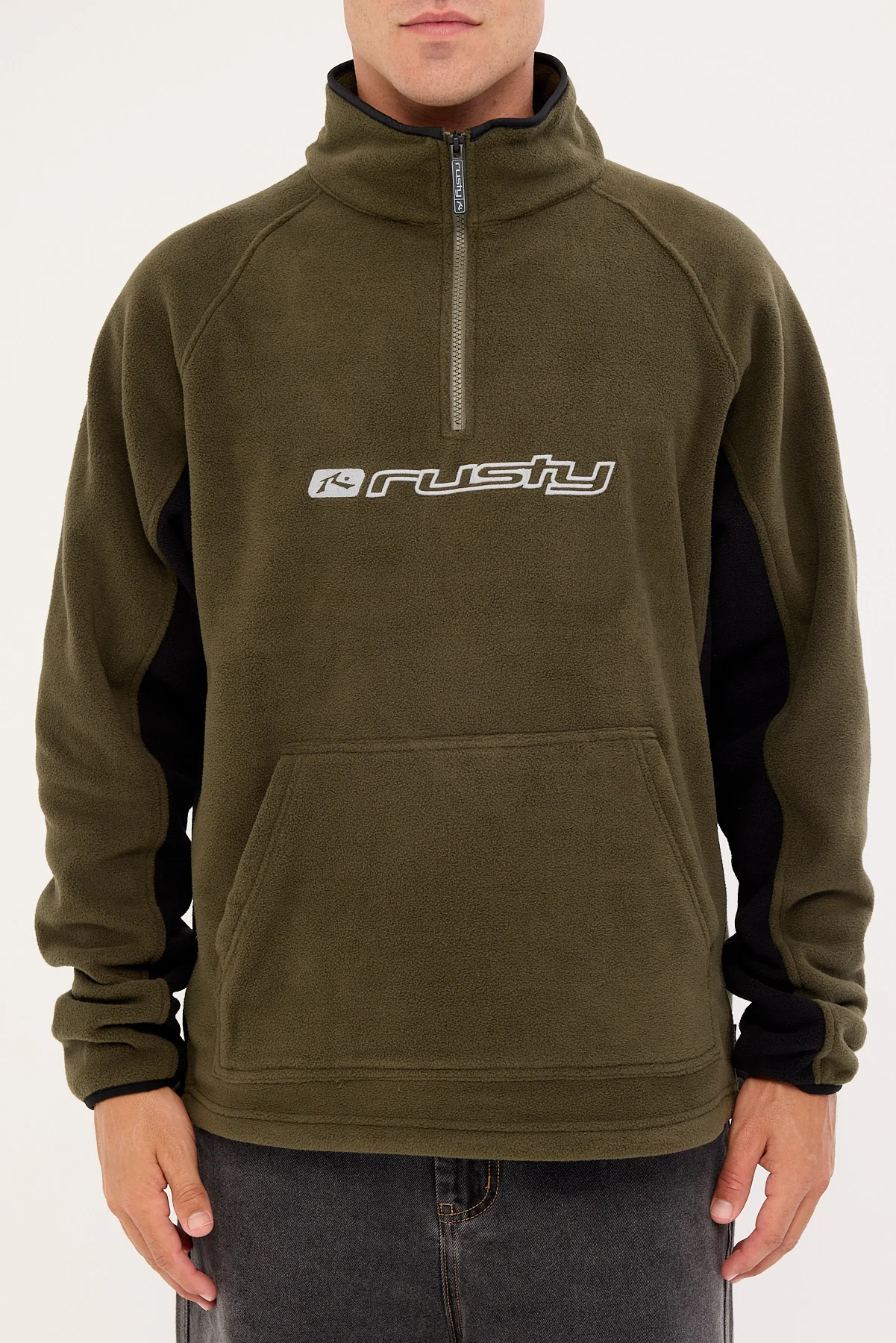 Rusty Blizzard Quarter Zip Polar Fleece Army Green - Image 6