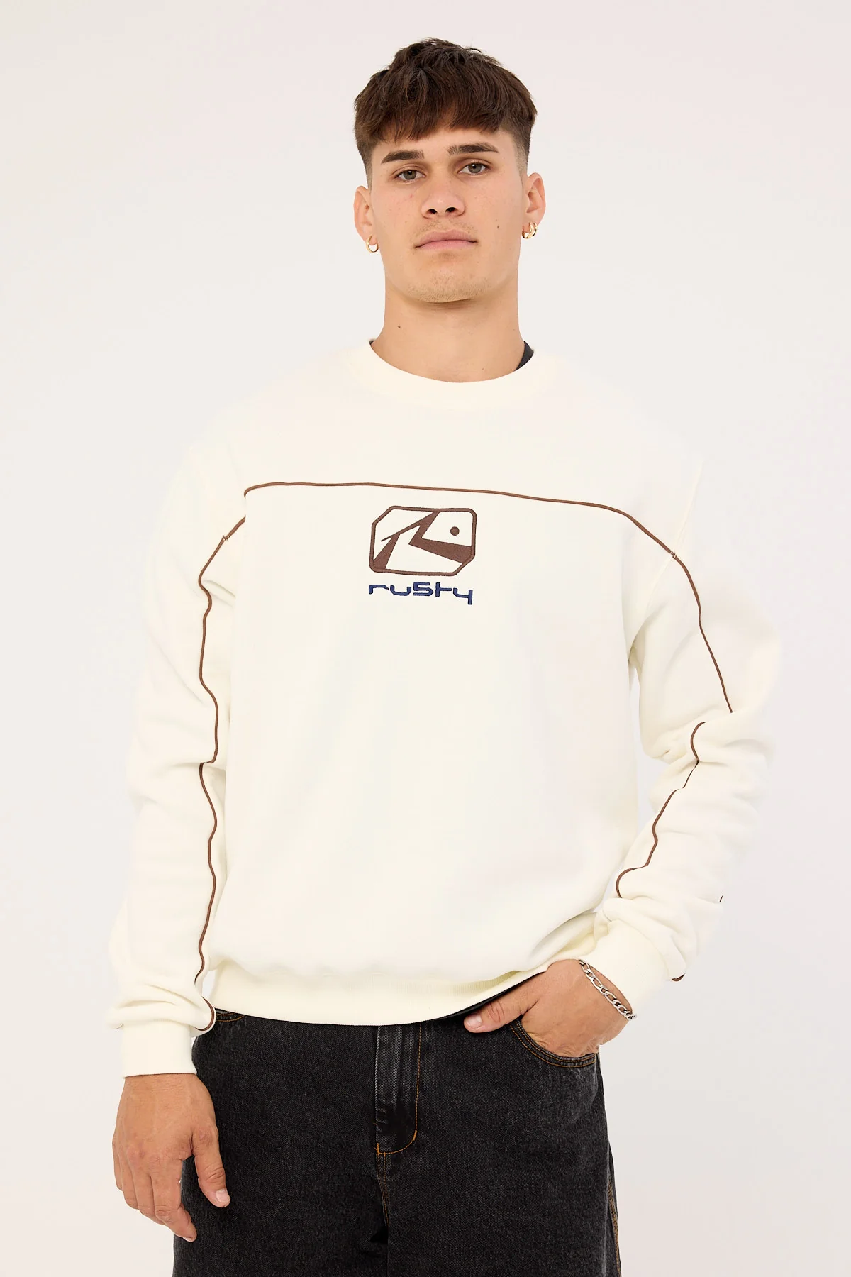 Rusty Bolter Crew Fleece Cream - Image 3