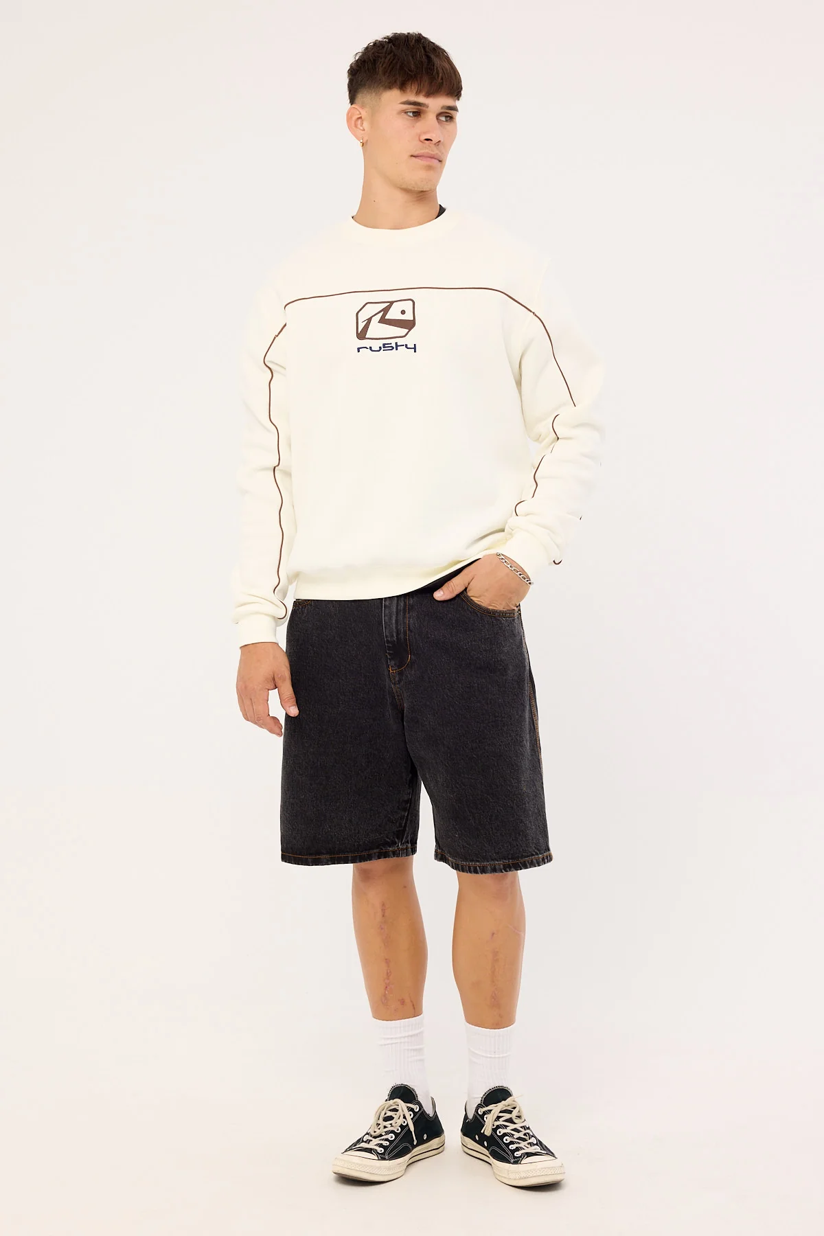 Rusty Bolter Crew Fleece Cream - Image 4