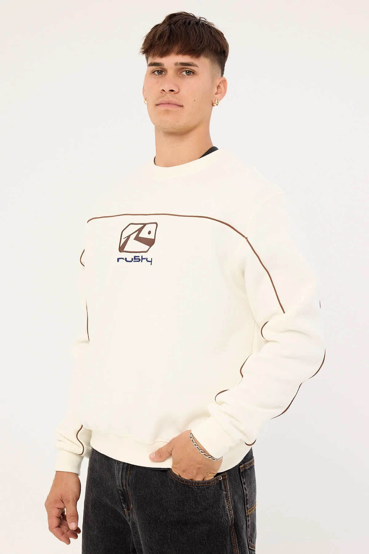 Rusty Bolter Crew Fleece Cream - Image 6