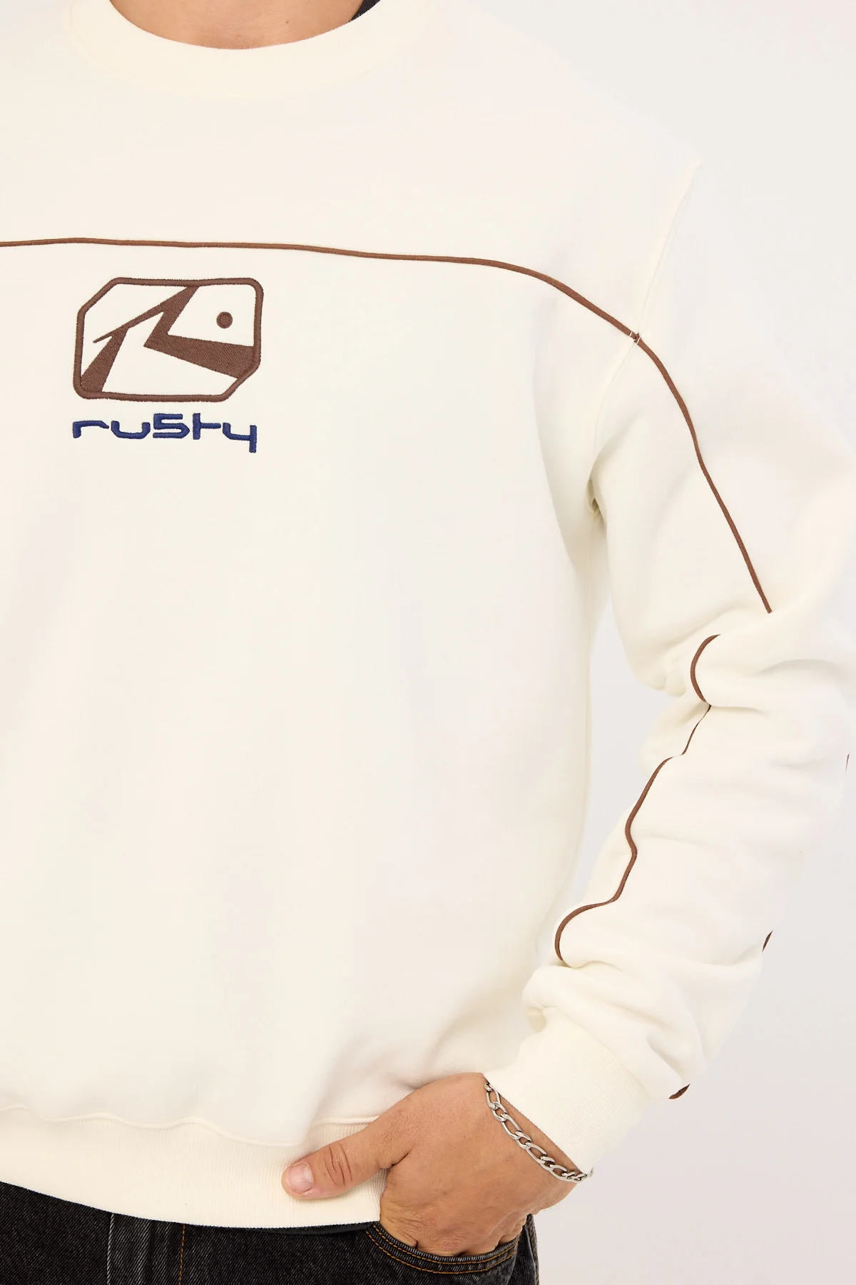 Rusty Bolter Crew Fleece Cream - Image 7