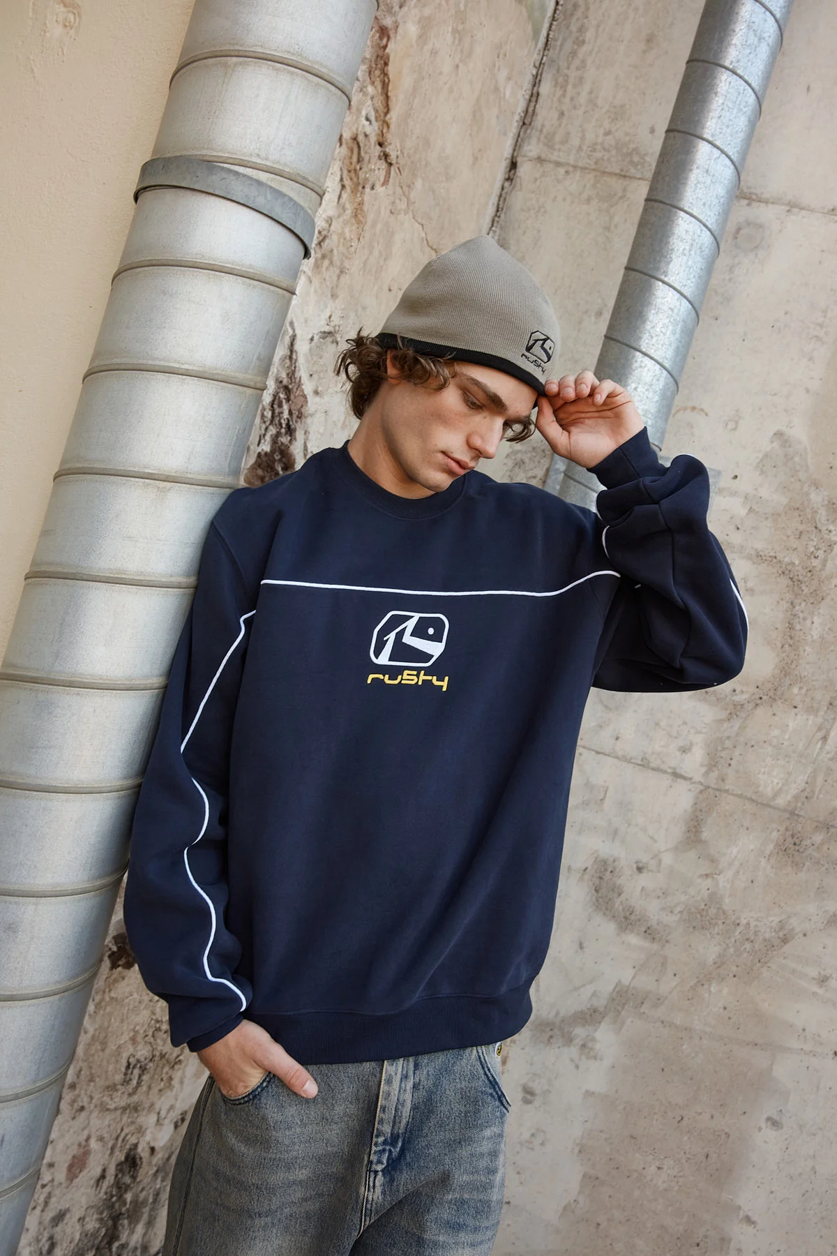Rusty Bolter Crew Fleece Navy Blue