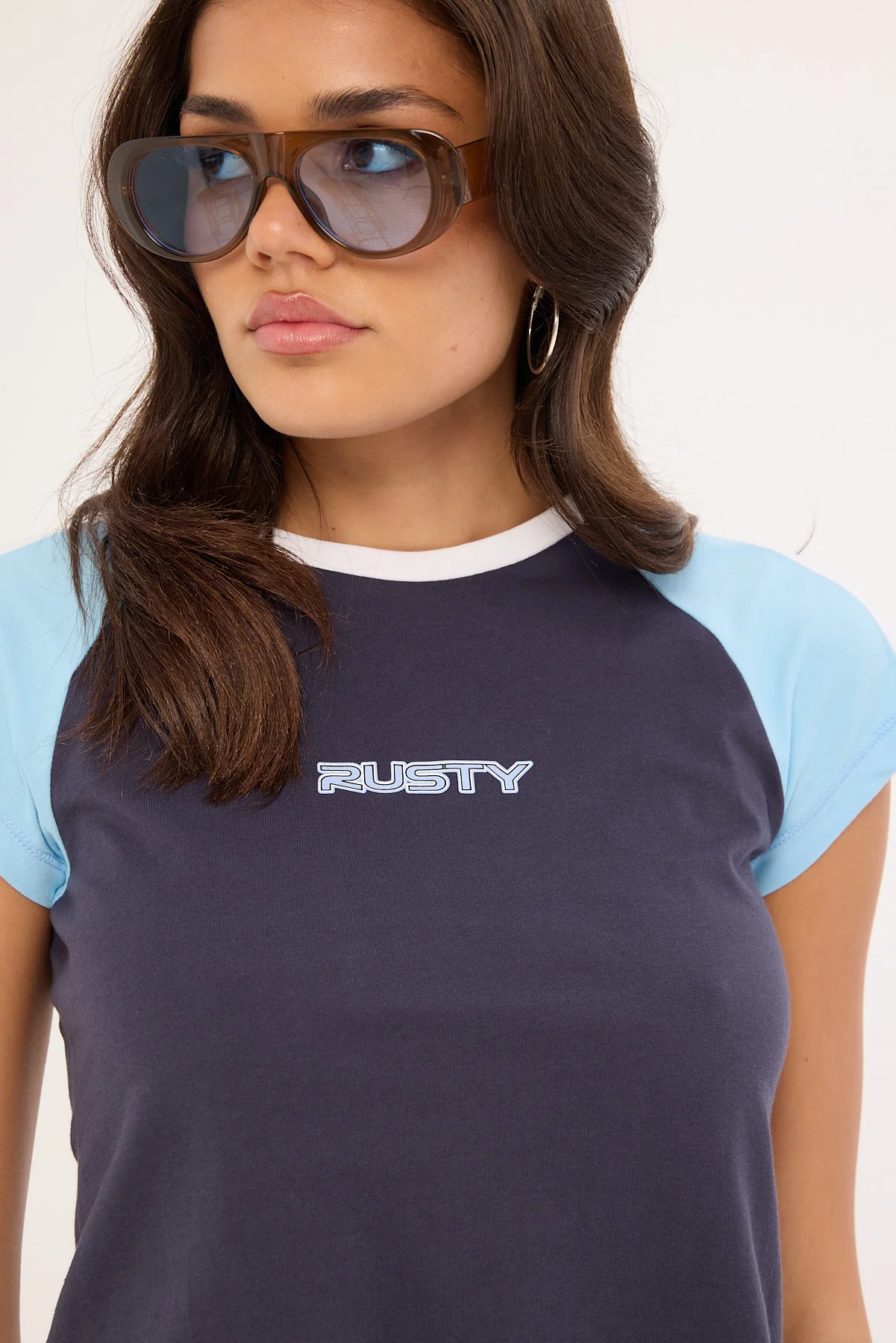 Rusty Bradley Mini Cap Sleeve Tee Navy Blue - Image 3