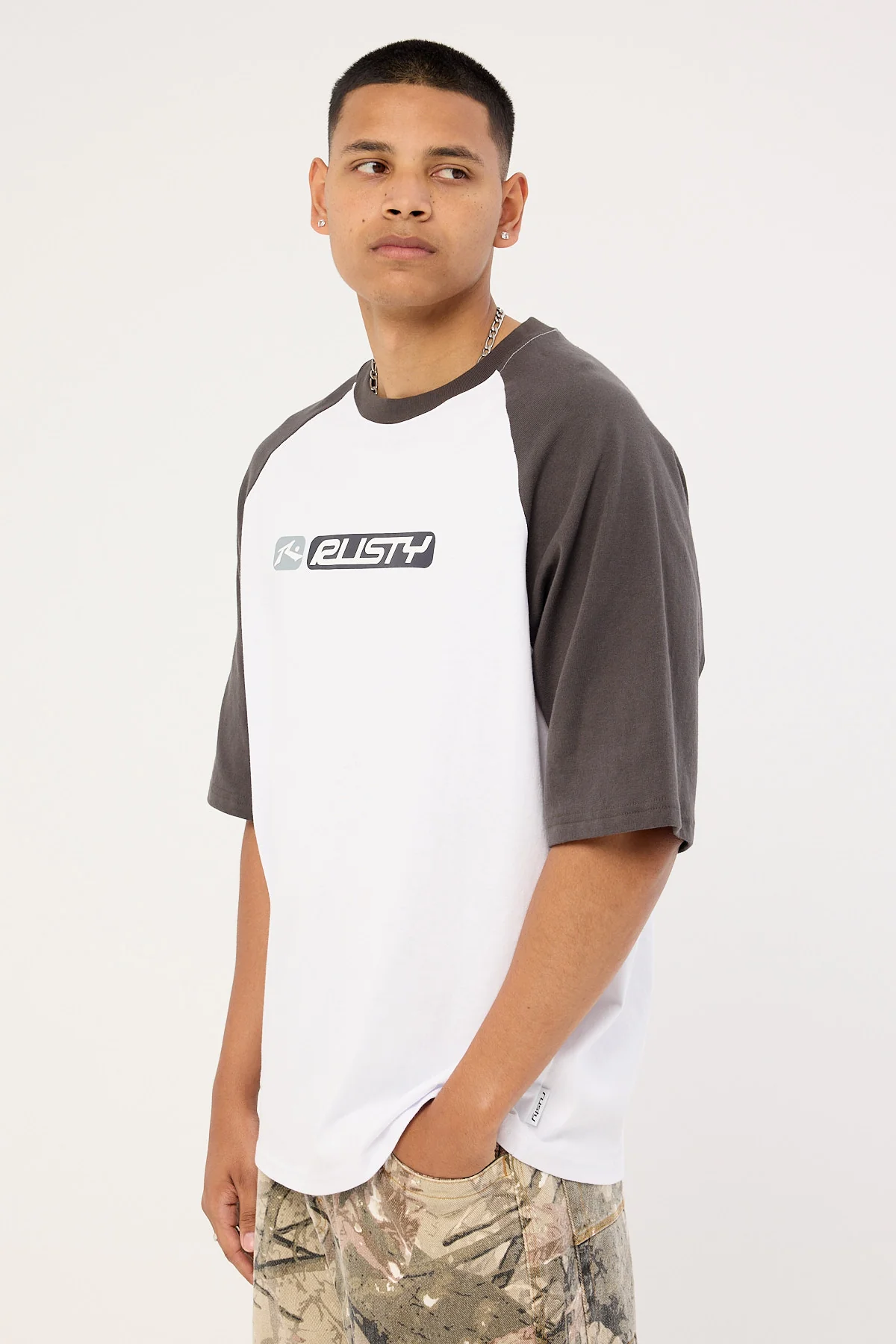 Rusty Bubble Raglan Tee White