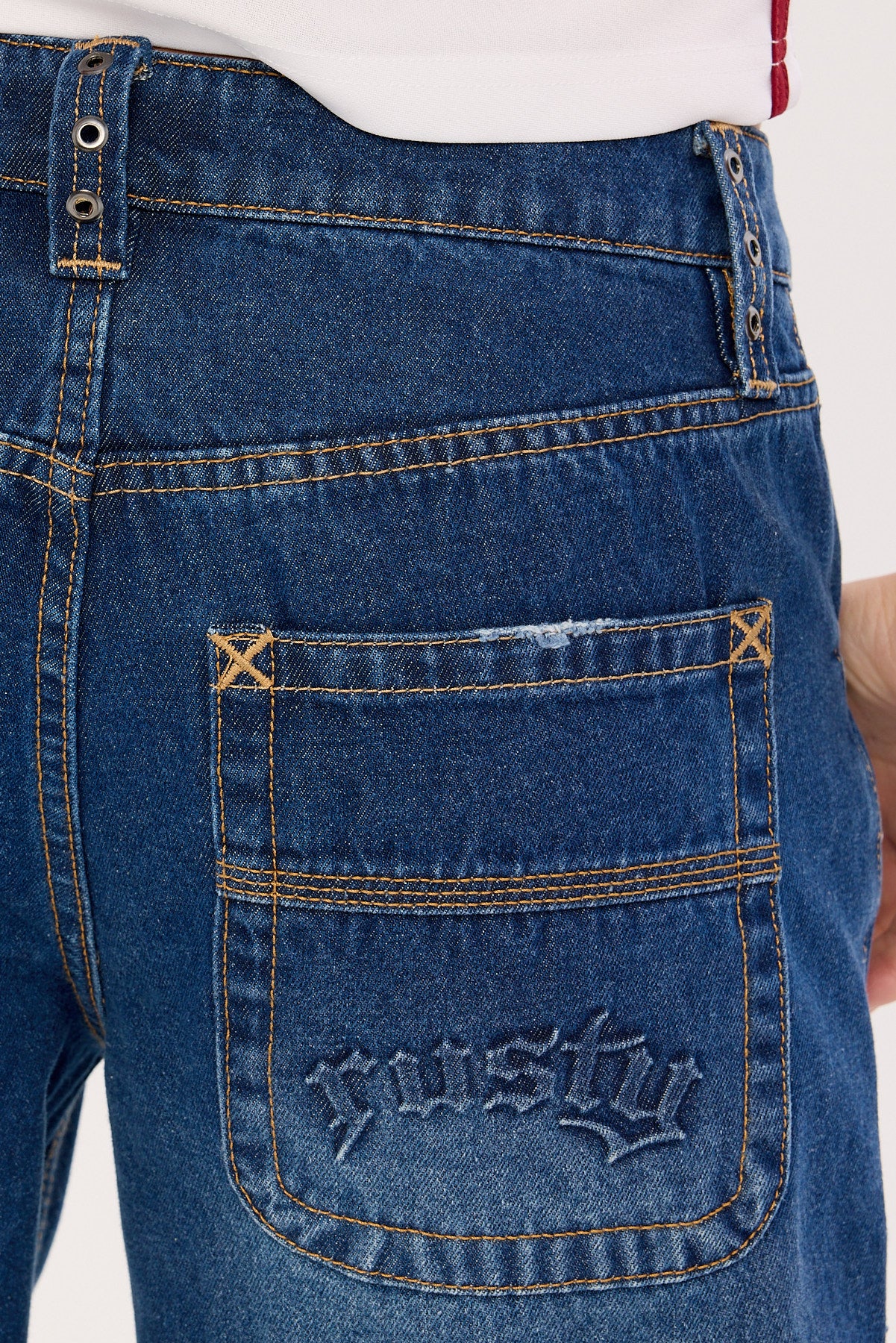 Rusty Burn Baby Loose Low Rise Jean Blasted Deep Sea Blue - Image 7