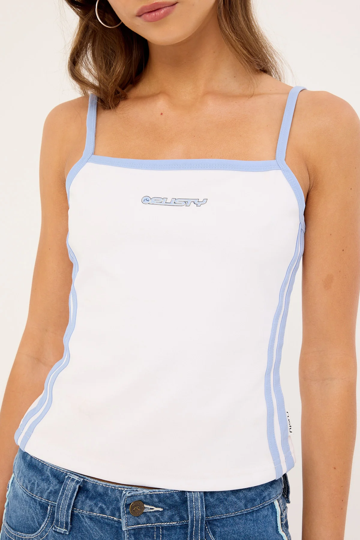 Rusty Carmelo Contrast Cami Top Retro Blue & White - Image 7