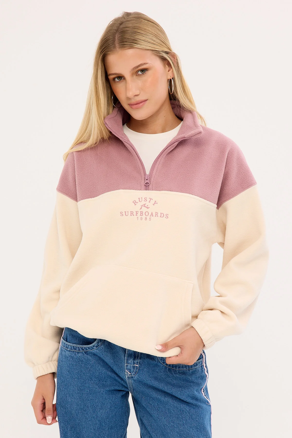 Rusty Central Division Crew Polar Fleece Pink A Boo
