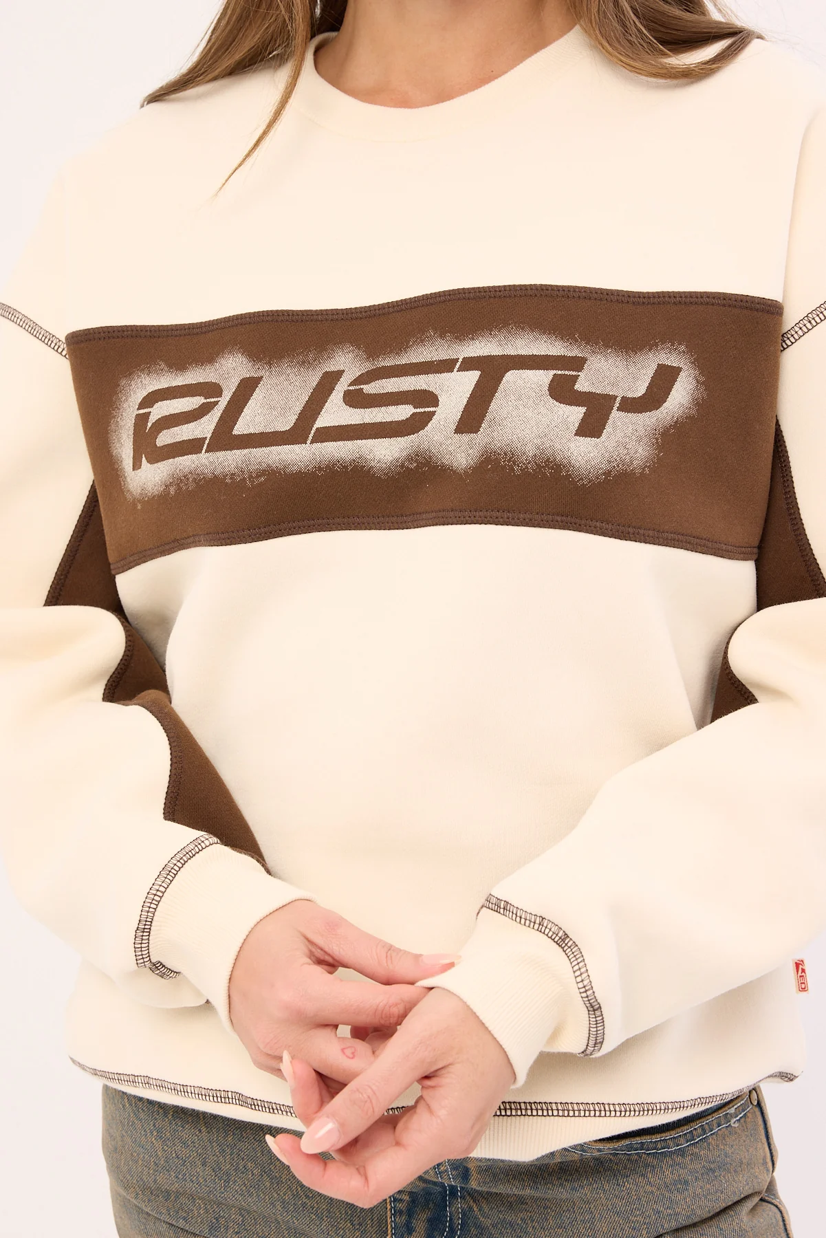 Rusty Choc Top L/S Oversize Crew Cream - Image 4