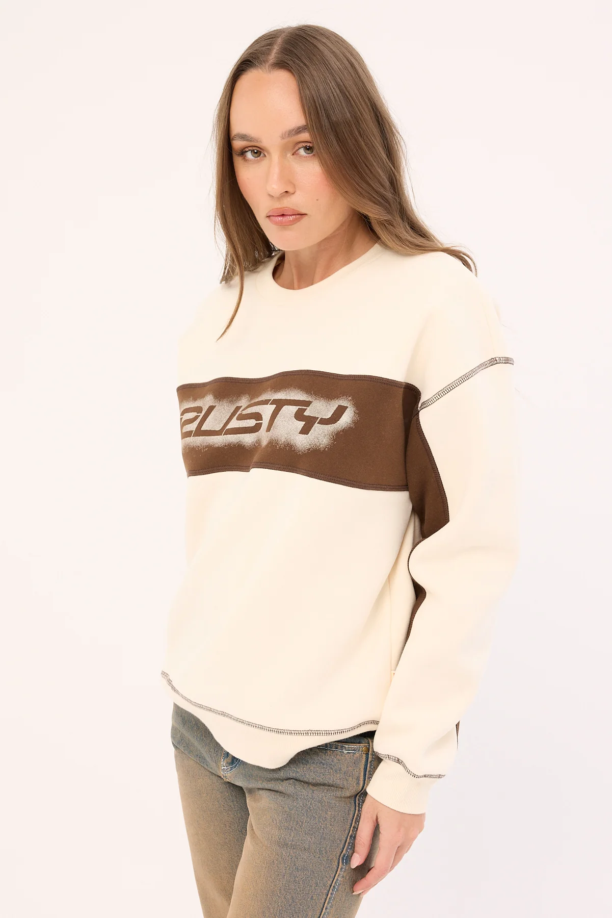 Rusty Choc Top L/S Oversize Crew Cream - Image 5