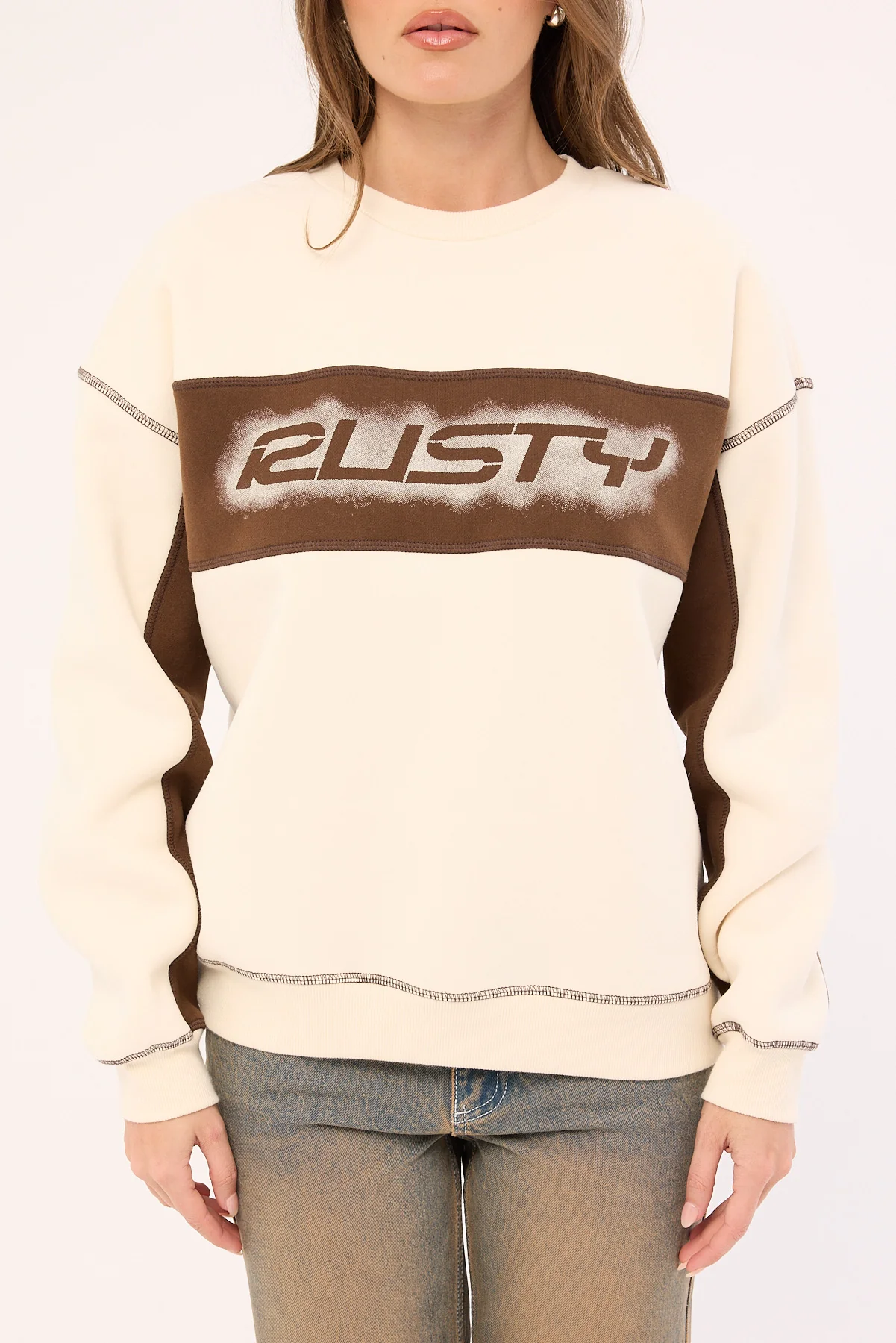 Rusty Choc Top L/S Oversize Crew Cream - Image 7
