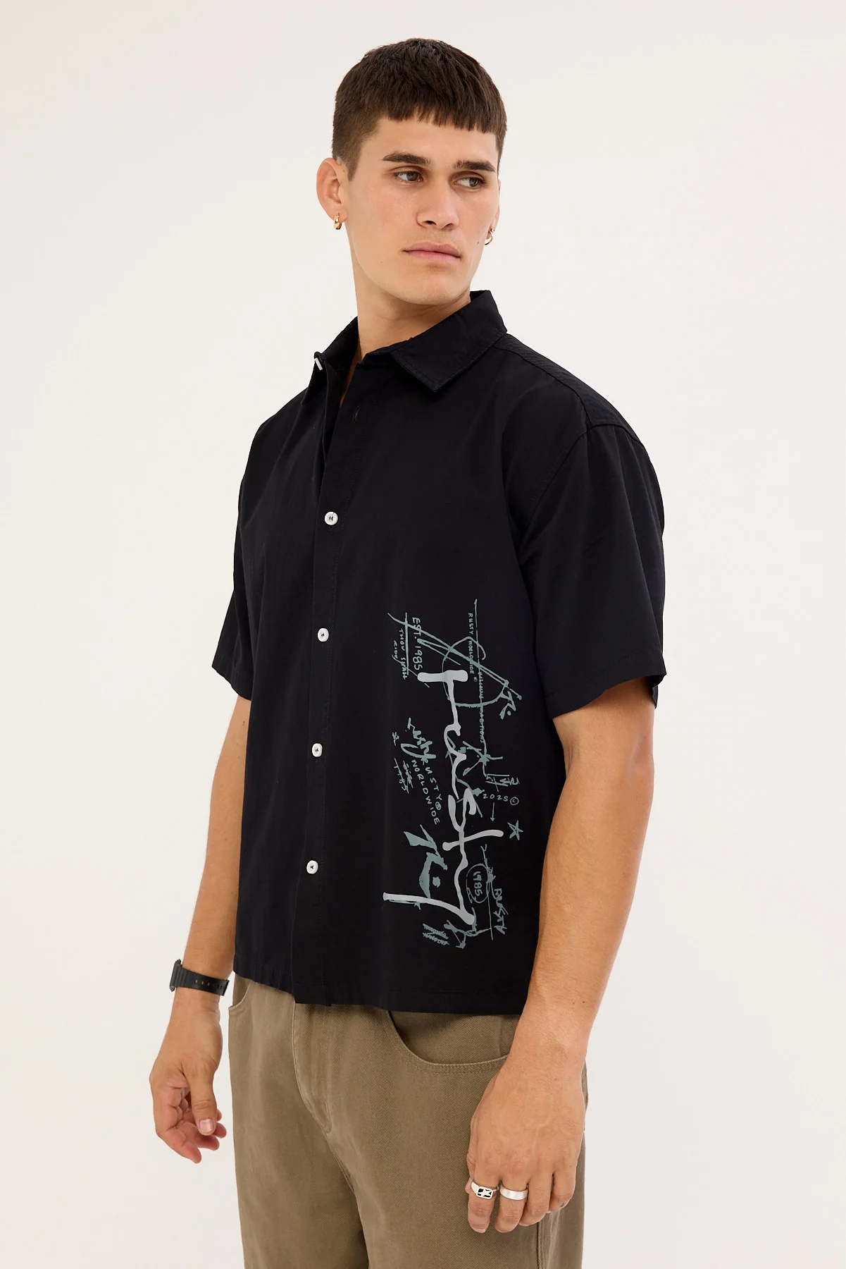 Rusty Crisis Cropped Shirt Black - Image 4