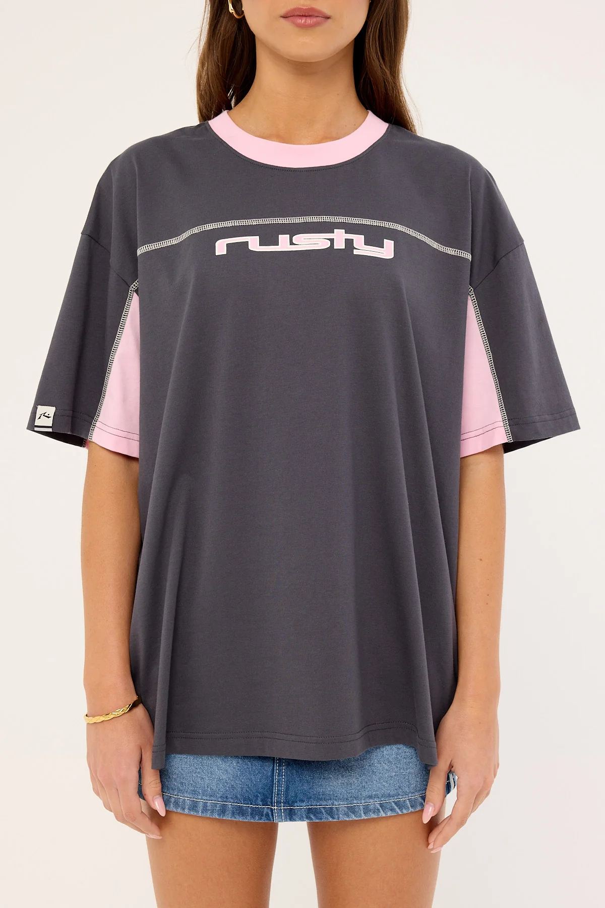 Rusty Cyberwaves Tee Coal & Pink - Image 8