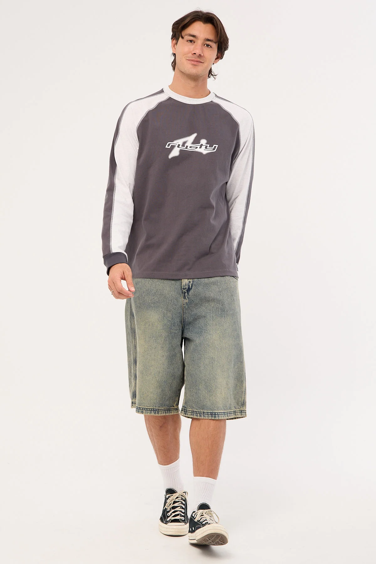 Rusty Fade-R Long Sleeve Tee Carbon - Image 2