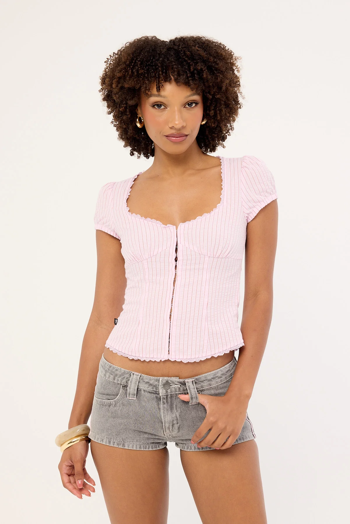 Rusty Flip Mommy Low Rise Micro Shorts London Summer/Baby Pink - Image 2