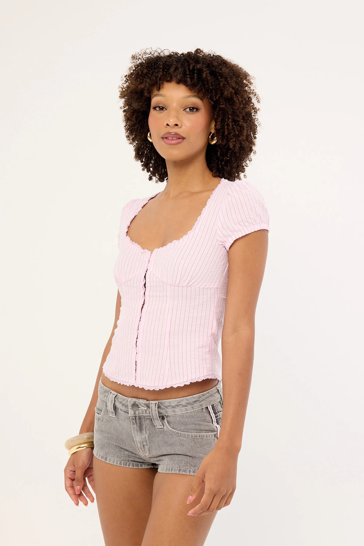 Rusty Flip Mommy Low Rise Micro Shorts London Summer/Baby Pink - Image 3