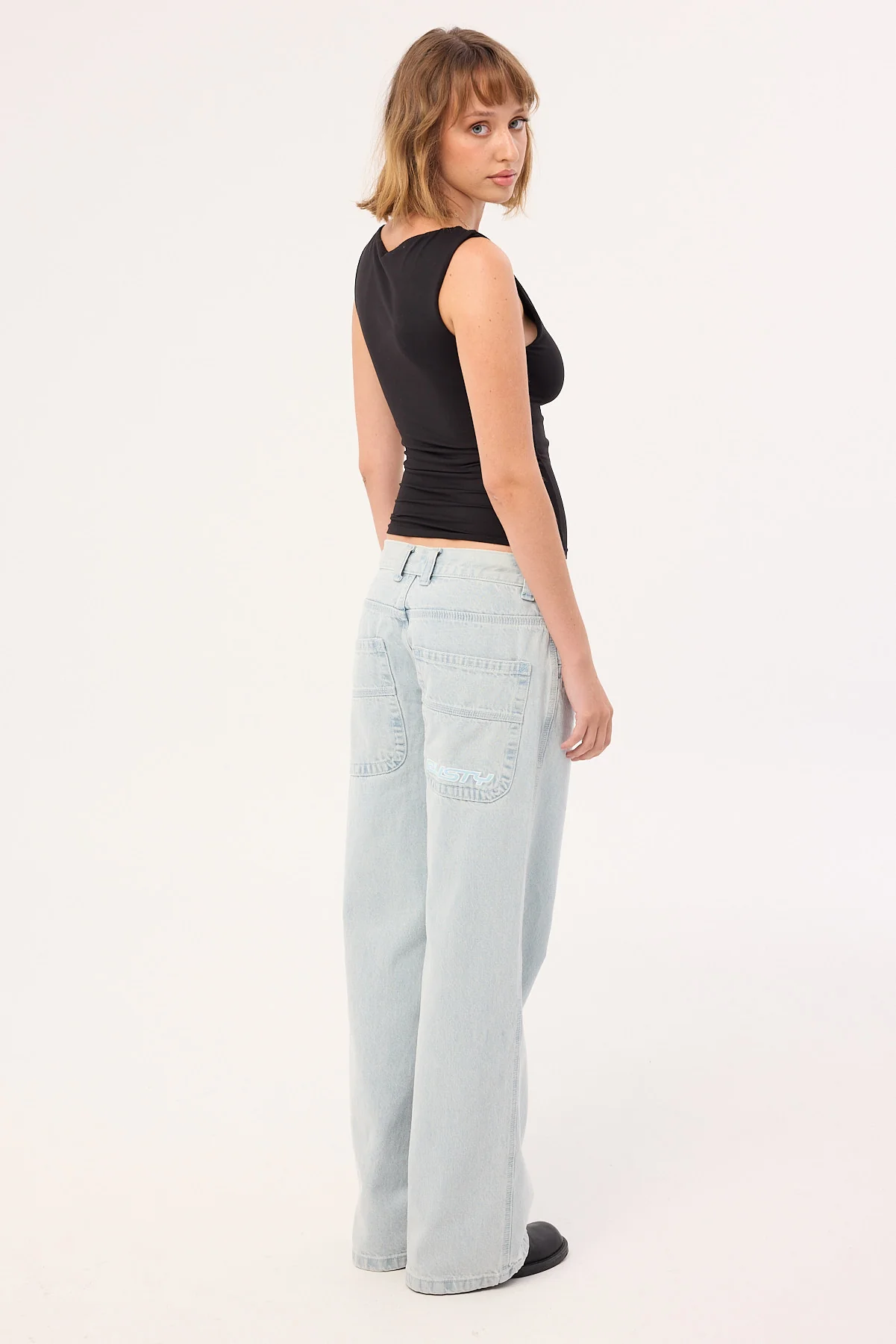 Rusty Flip Mommy Low Rise Tapeless Denim Jean Sky Blue Heather - Image 3