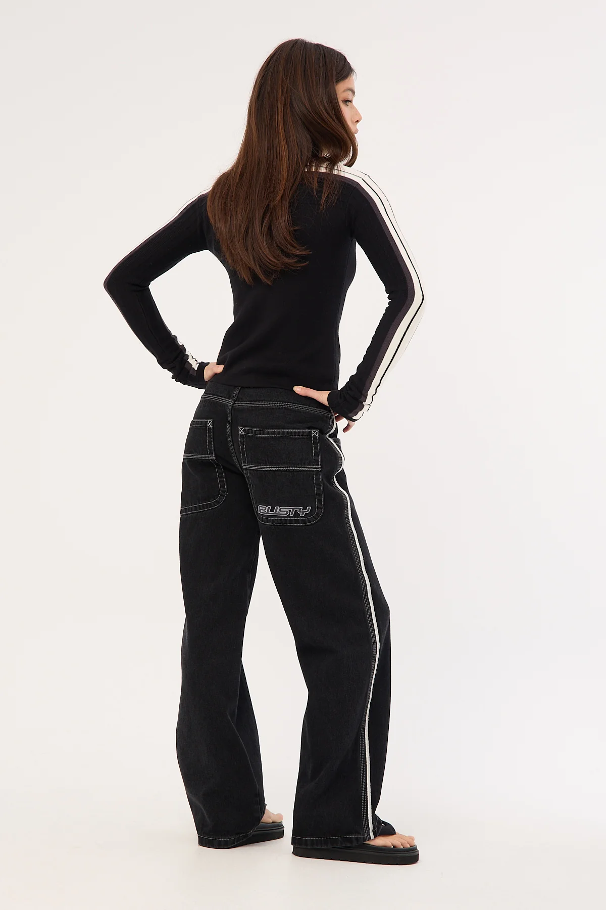 Rusty Flip Mommy Low Rise Wide Leg Jean Black Out - Image 2