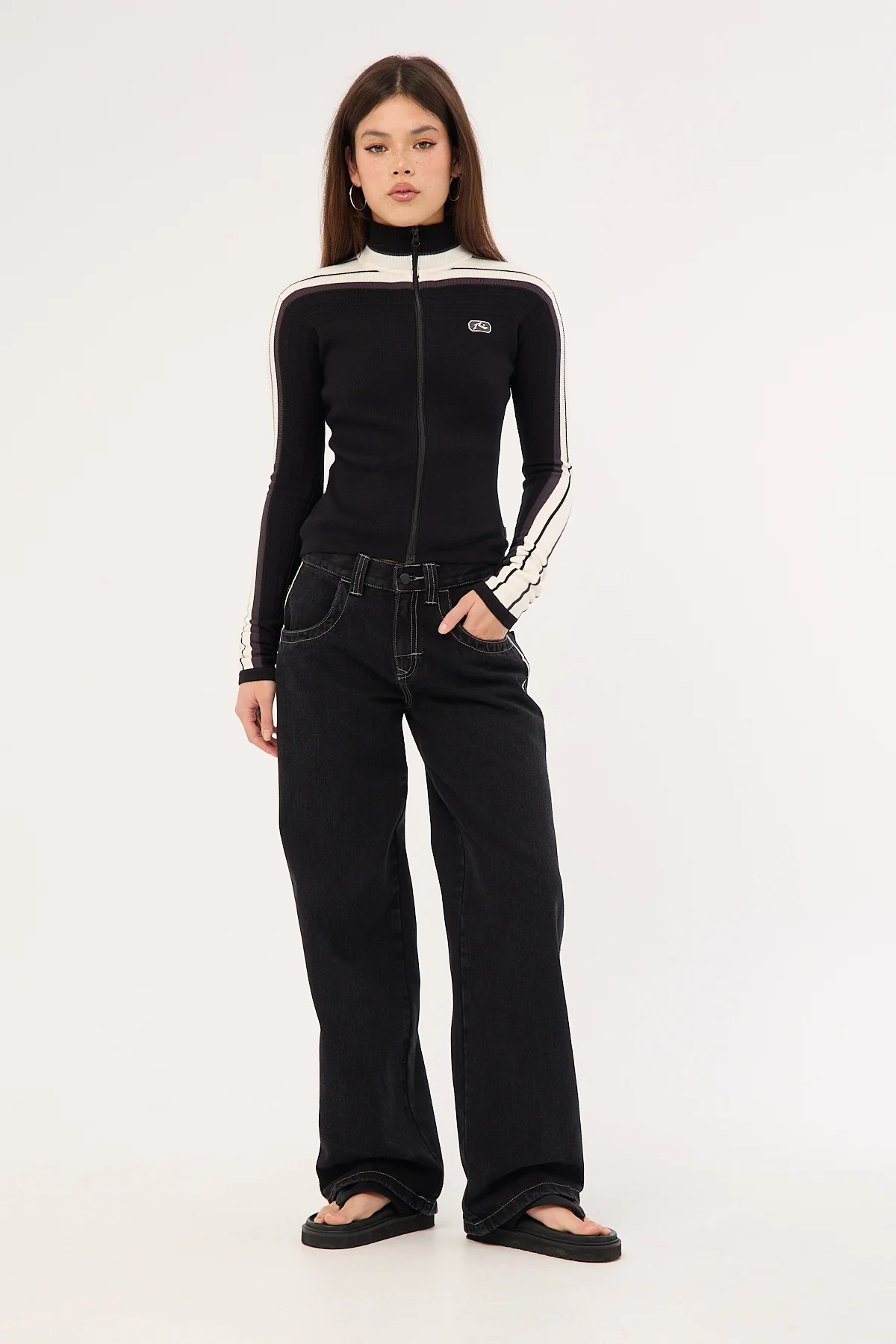 Rusty Flip Mommy Low Rise Wide Leg Jean Black Out - Image 3