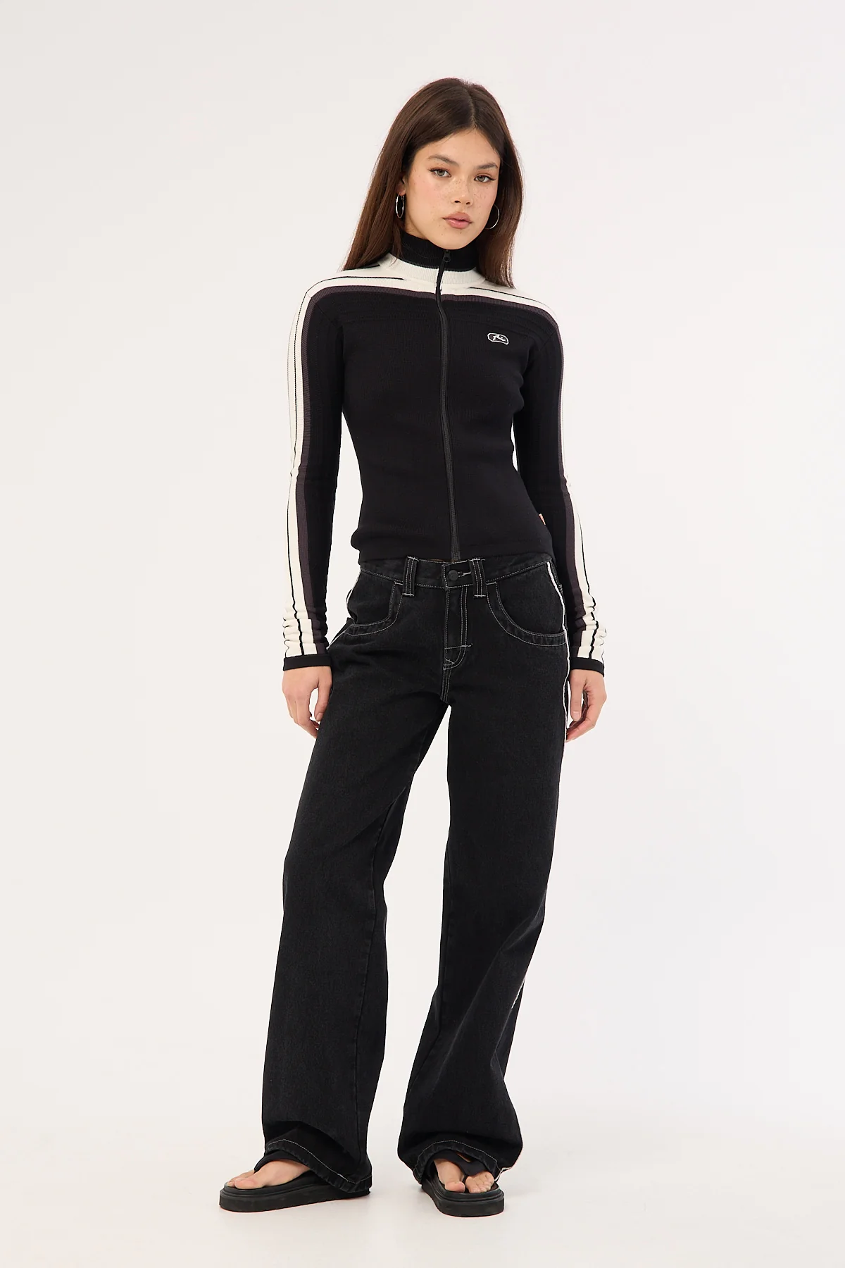 Rusty Flip Mommy Low Rise Wide Leg Jean Black Out - Image 4