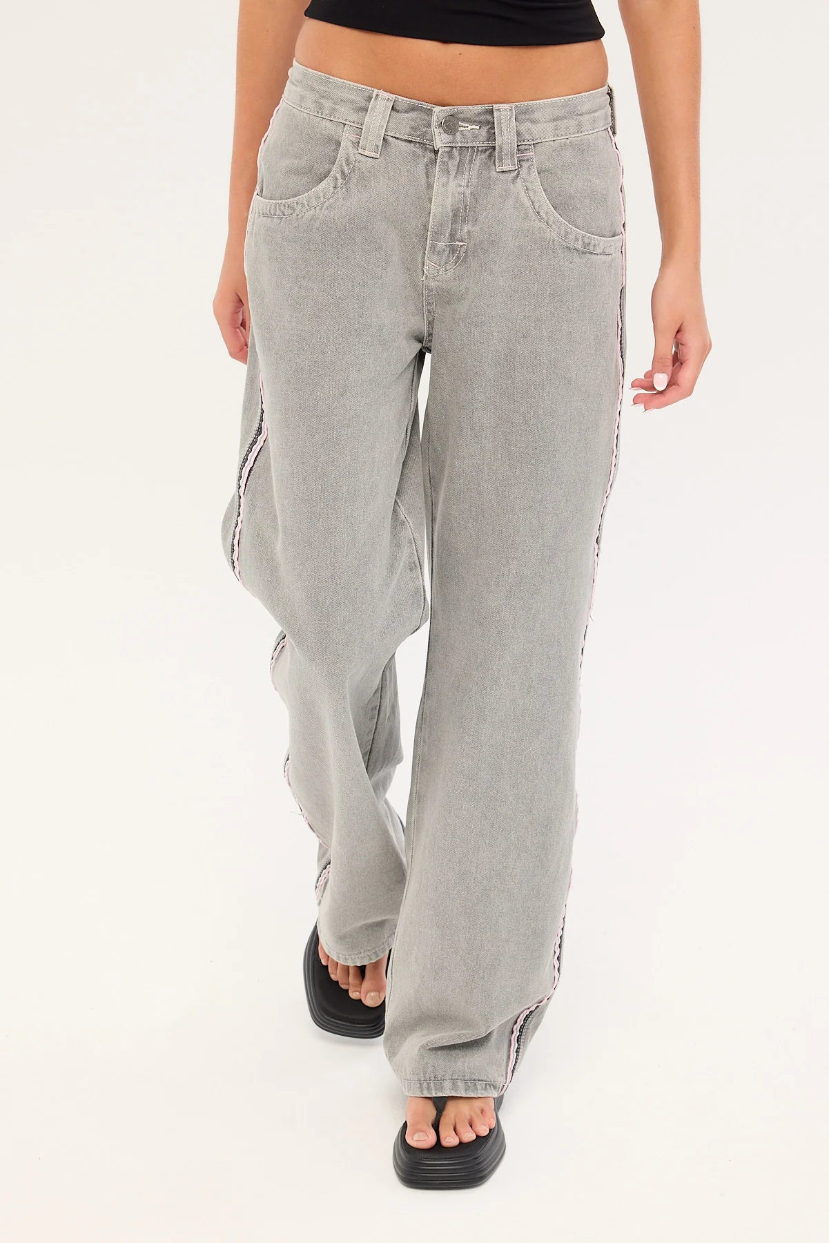 Rusty Flip Mommy Low Rise Wide Leg Jean London Summer/Baby Pink - Image 2