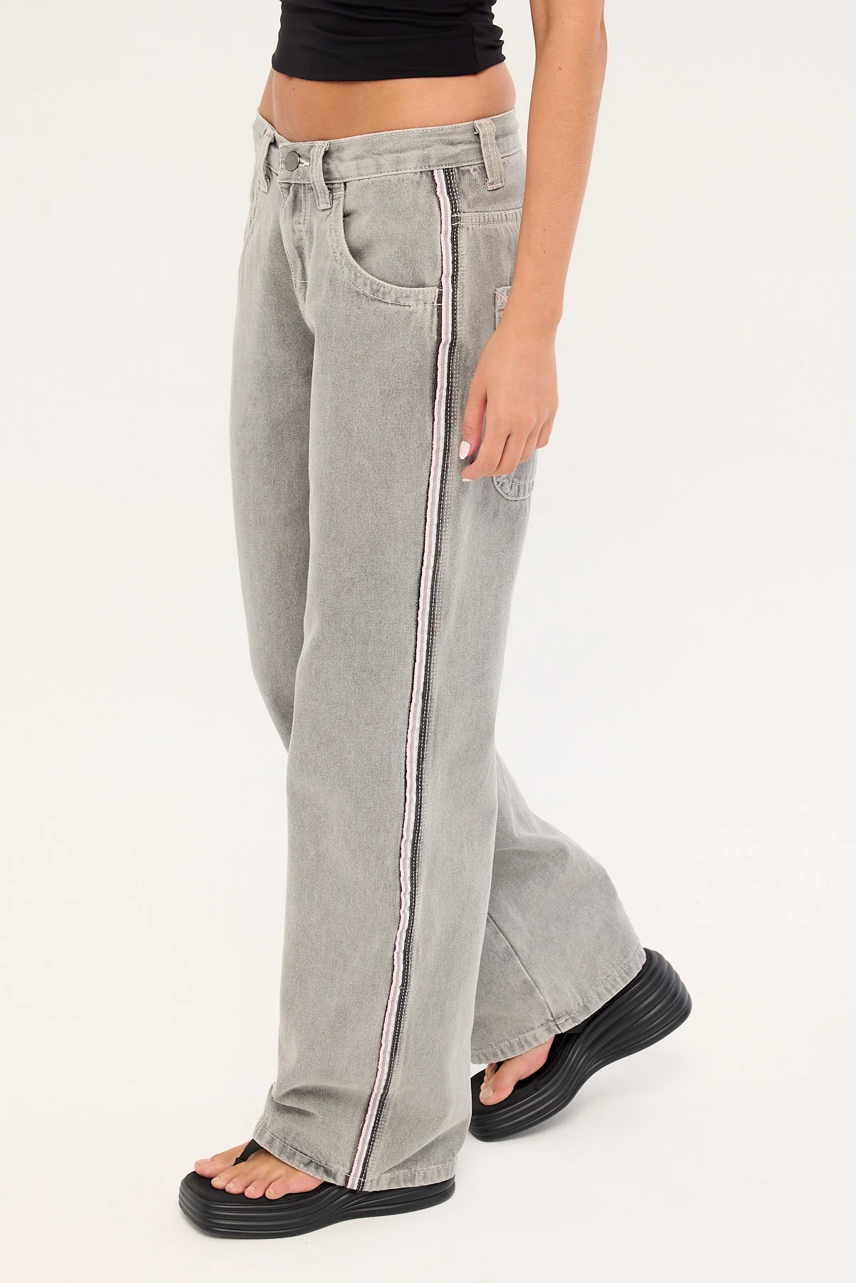 Rusty Flip Mommy Low Rise Wide Leg Jean London Summer/Baby Pink - Image 3