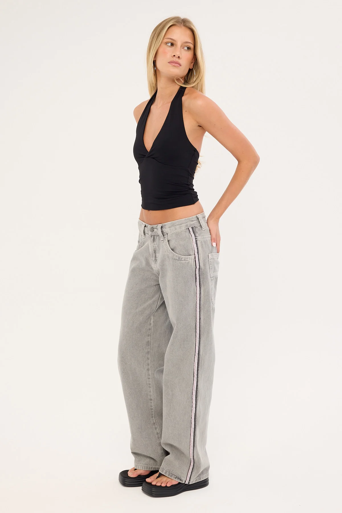 Rusty Flip Mommy Low Rise Wide Leg Jean London Summer/Baby Pink - Image 4