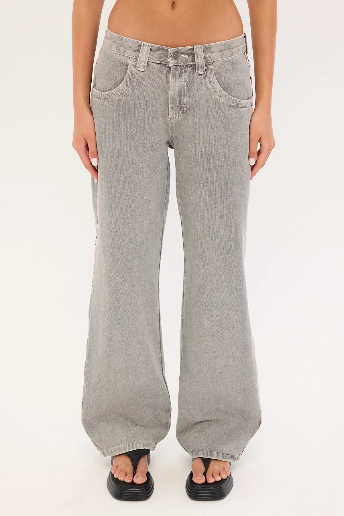 Rusty Flip Mommy Low Rise Wide Leg Jean London Summer/Baby Pink - Image 7