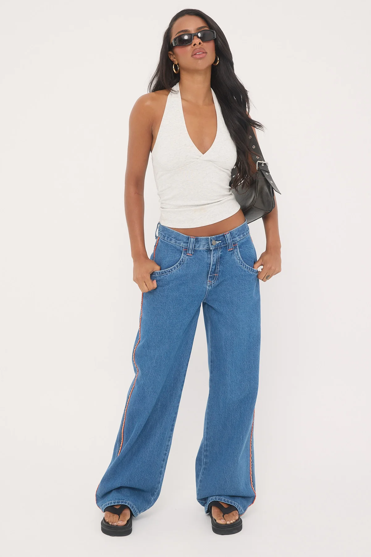Rusty Flip Mommy Low Rise Wide Leg Jean Middy Blue/Orange
