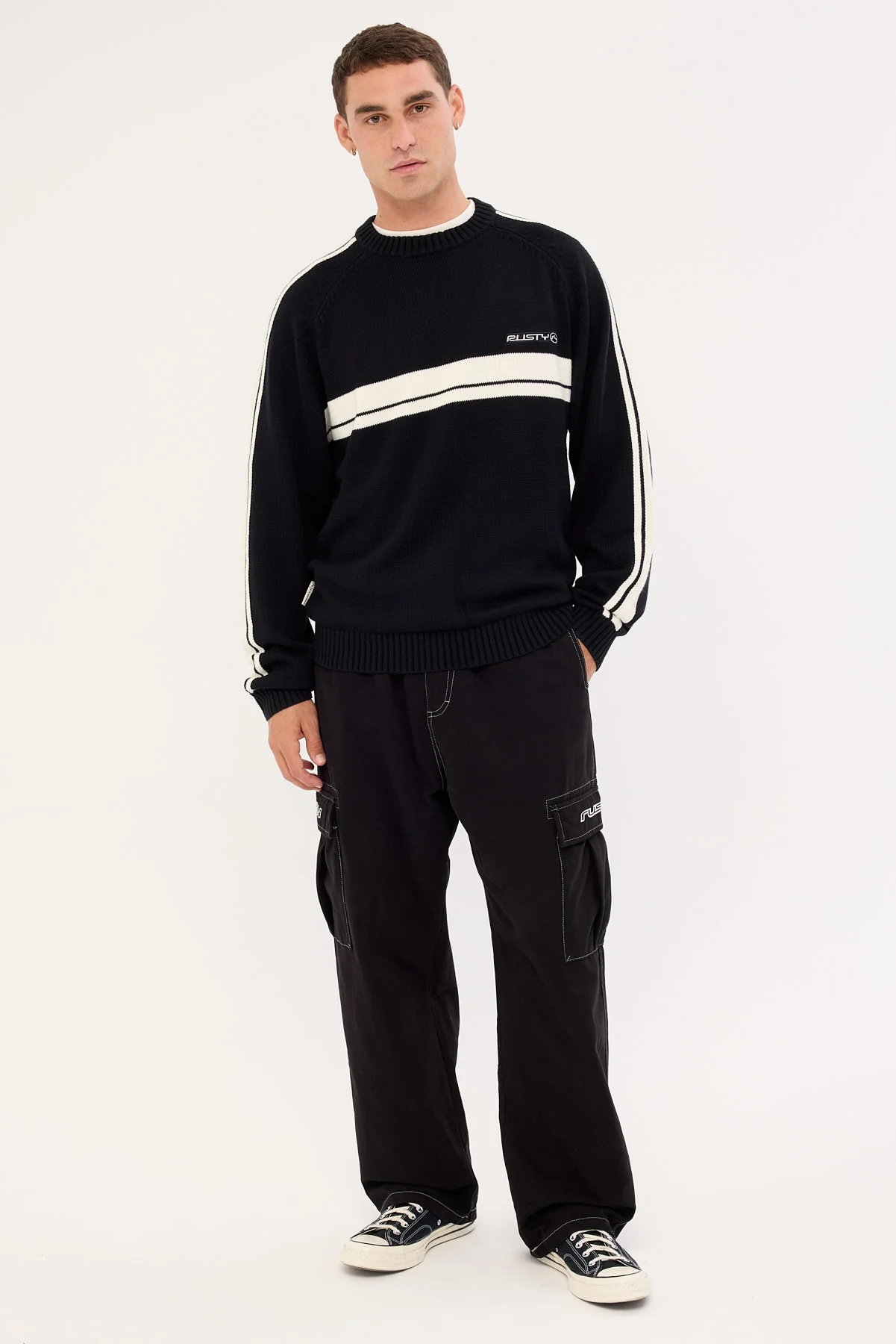 Rusty Frost Lines Knitted Crew Black - Image 2