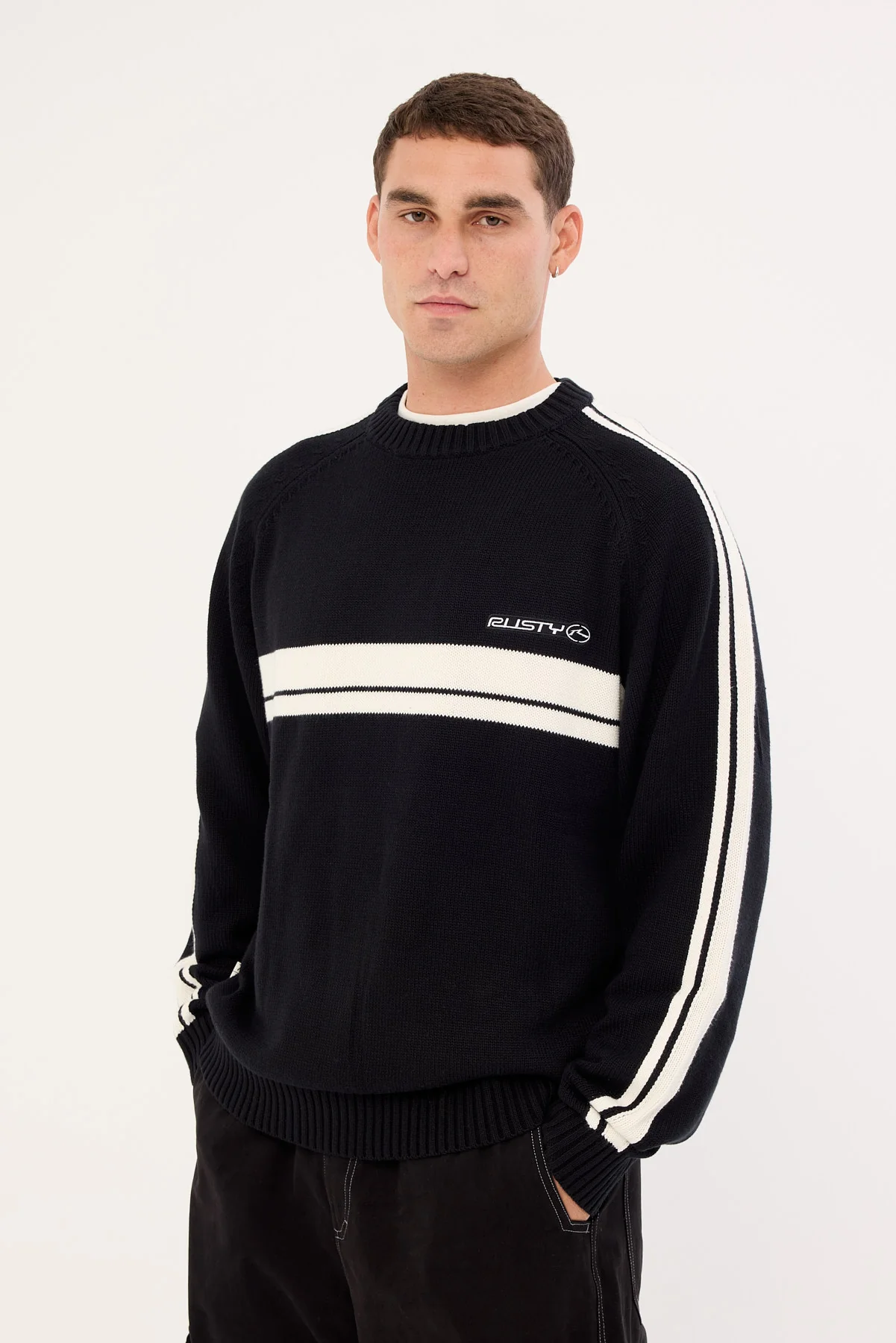 Rusty Frost Lines Knitted Crew Black - Image 4