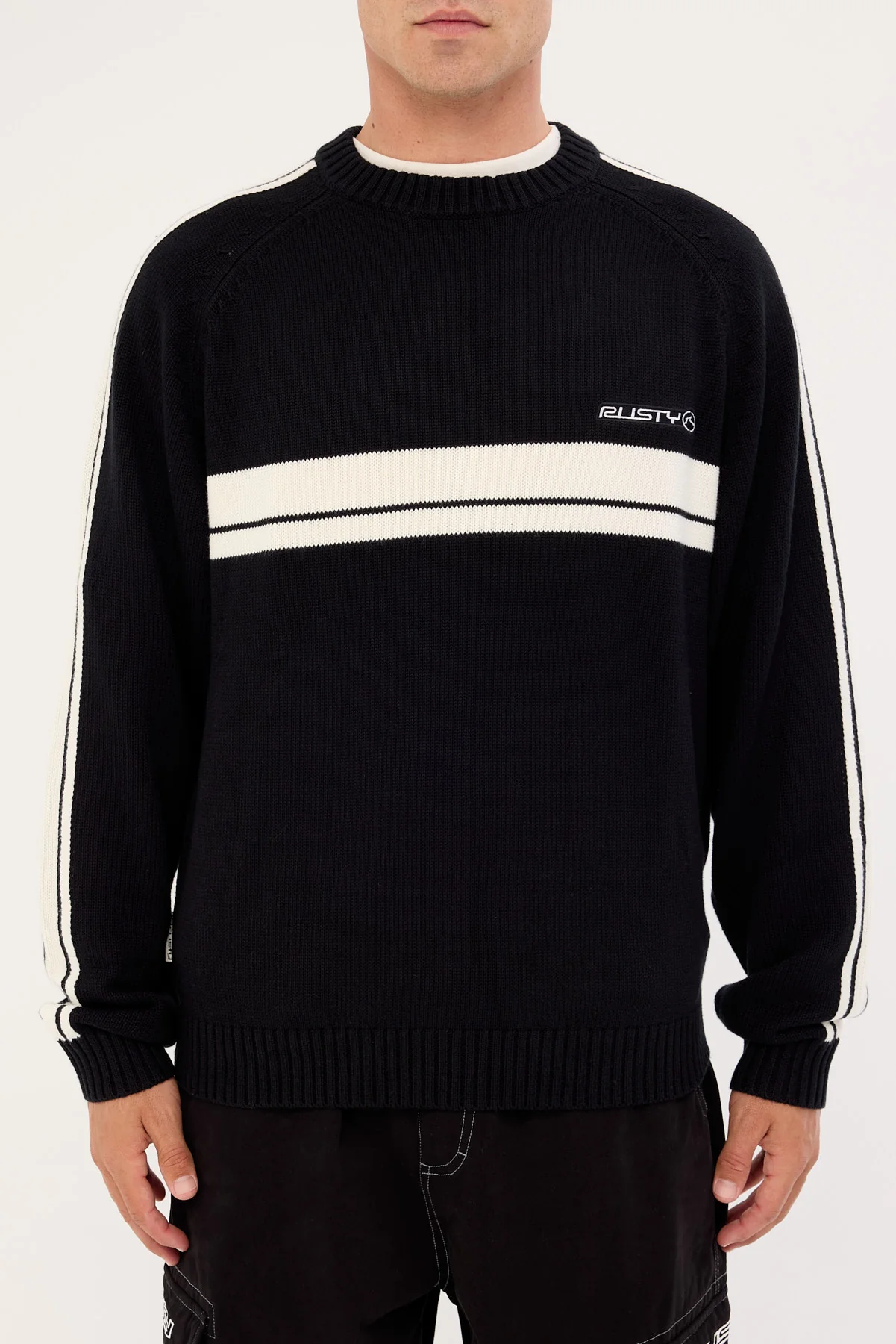 Rusty Frost Lines Knitted Crew Black - Image 6