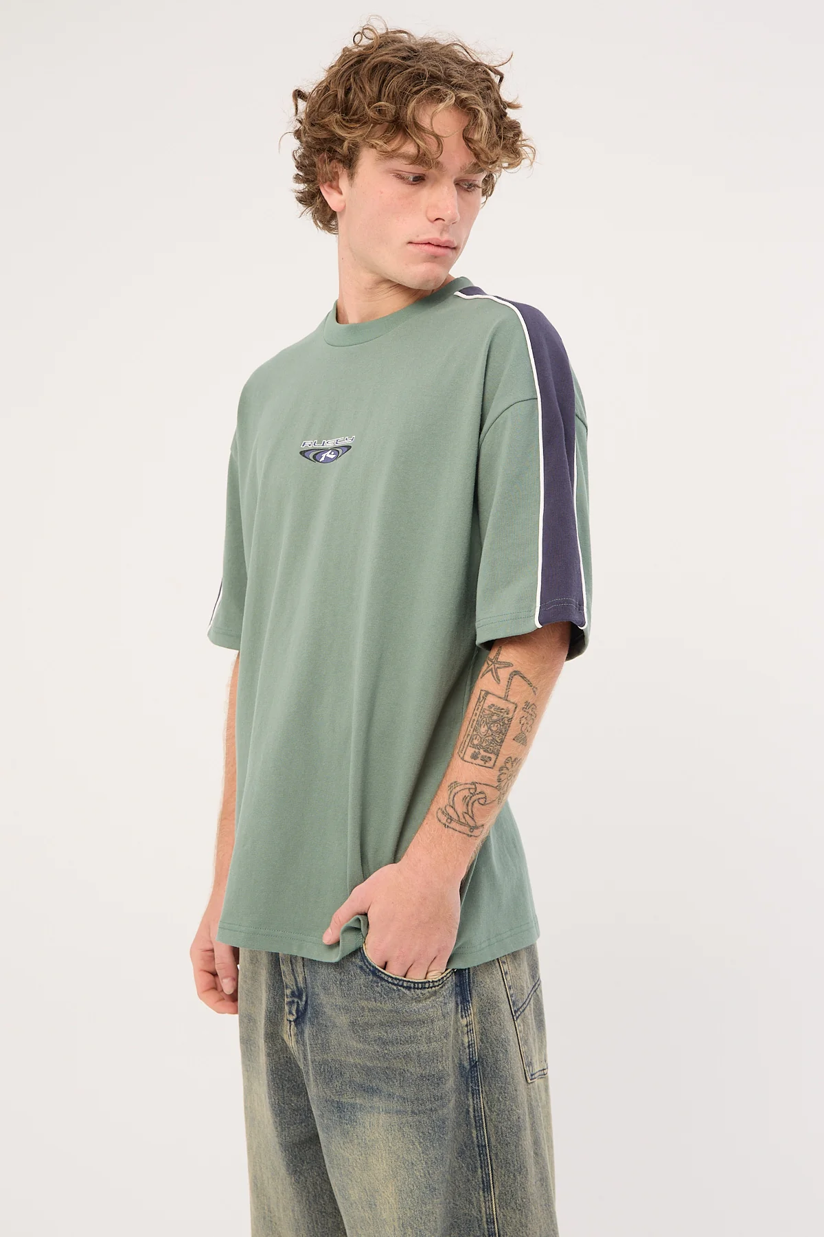 Rusty Uprising Panelled Heavy Tee Slate - Image 3