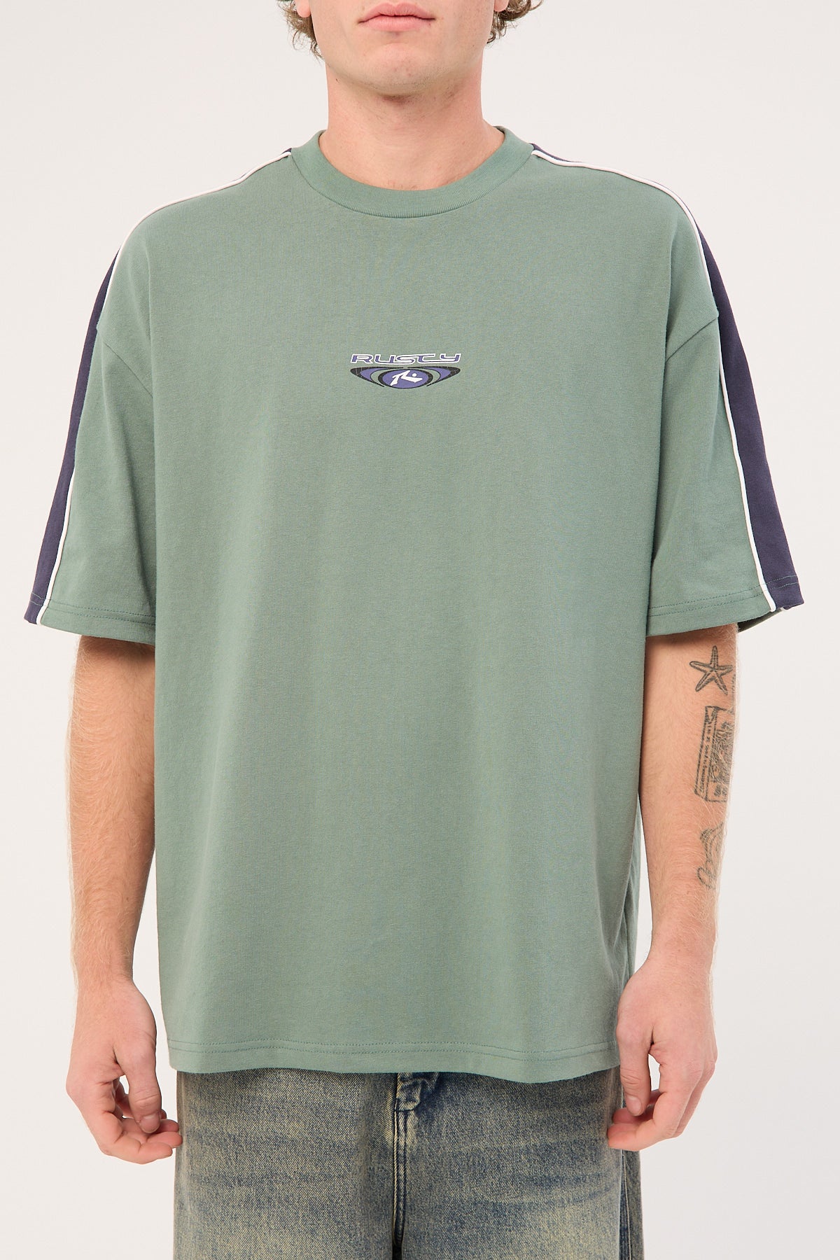Rusty Uprising Panelled Heavy Tee Slate - Image 7