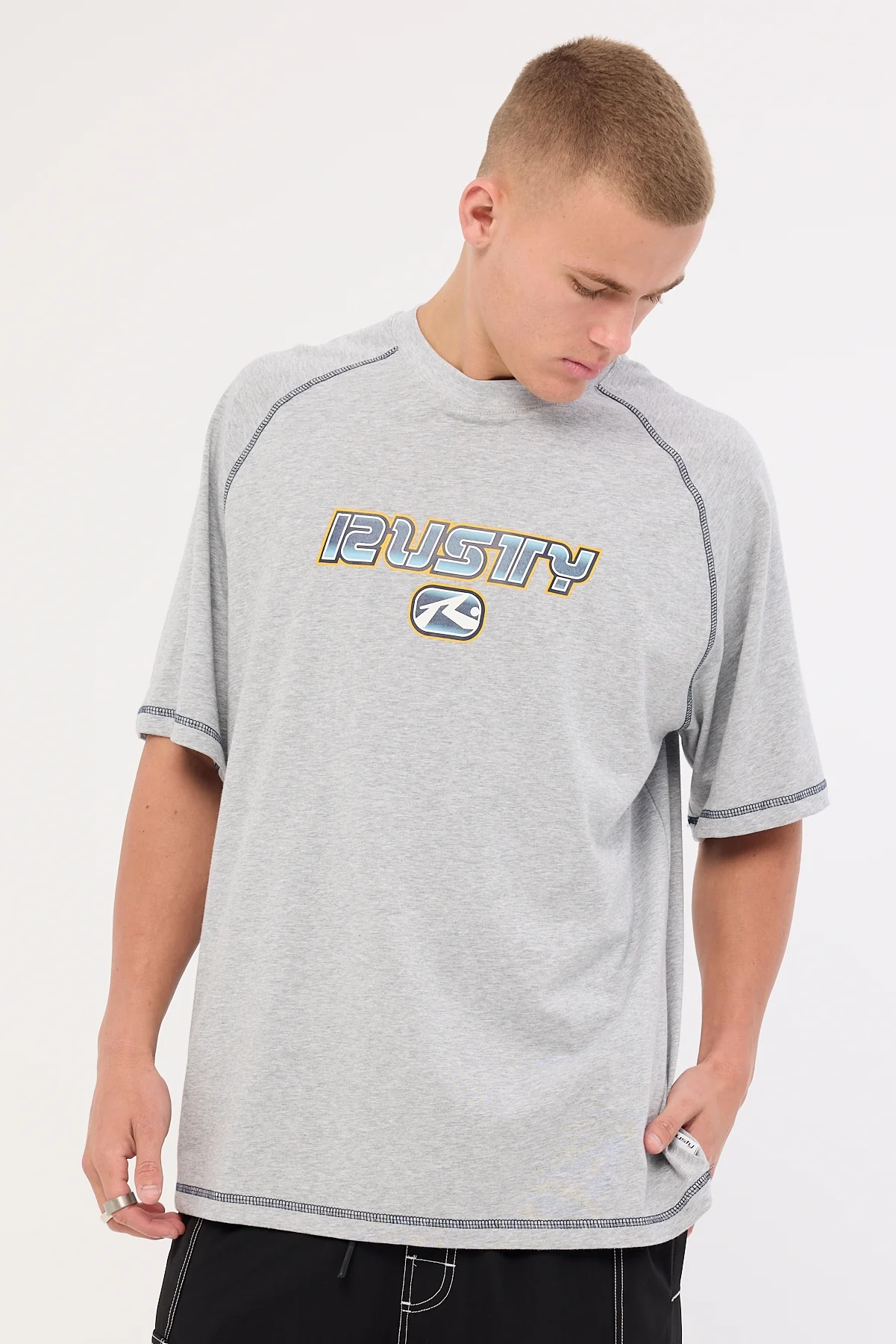 Rusty Guido Raglan Tee Grey Marle - Image 2