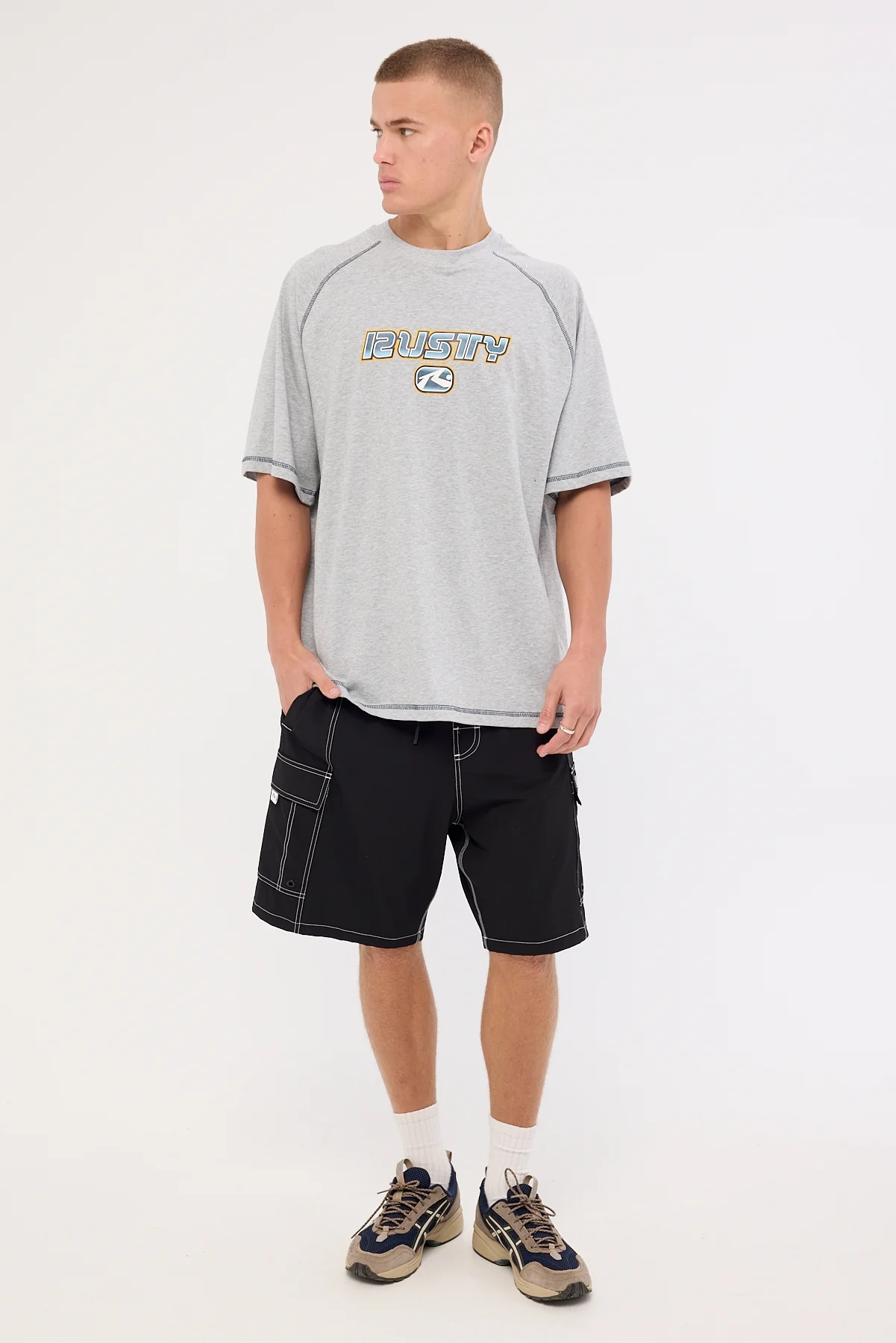Rusty Guido Raglan Tee Grey Marle - Image 3