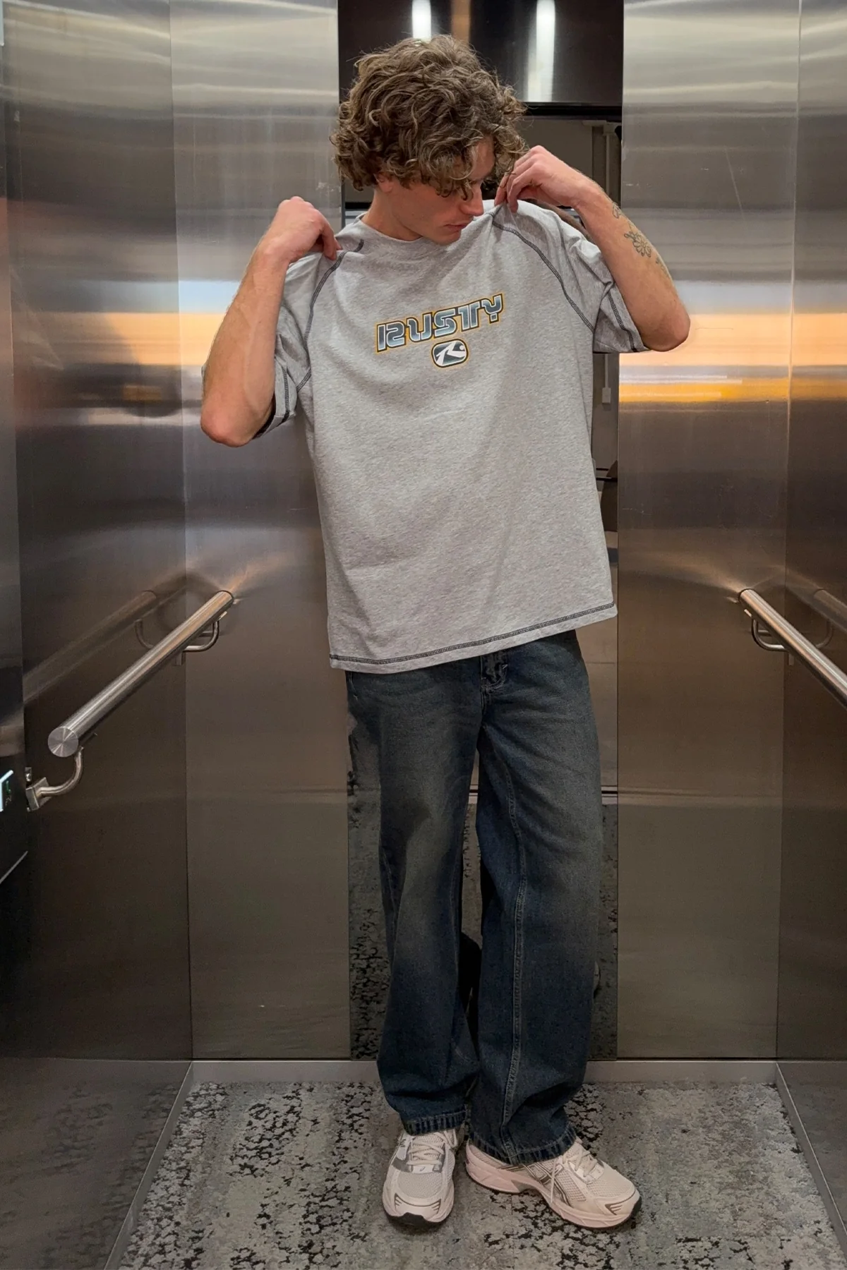 Rusty Guido Raglan Tee Grey Marle - Image 8