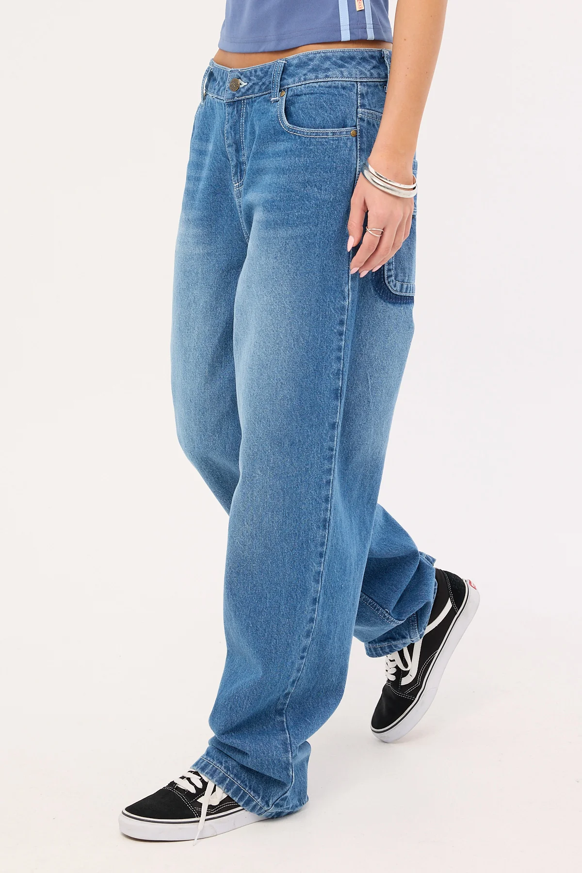 Rusty He Ghosted Bethany Baggy Low Rise Jeans Blasted Middy Blue - Image 5
