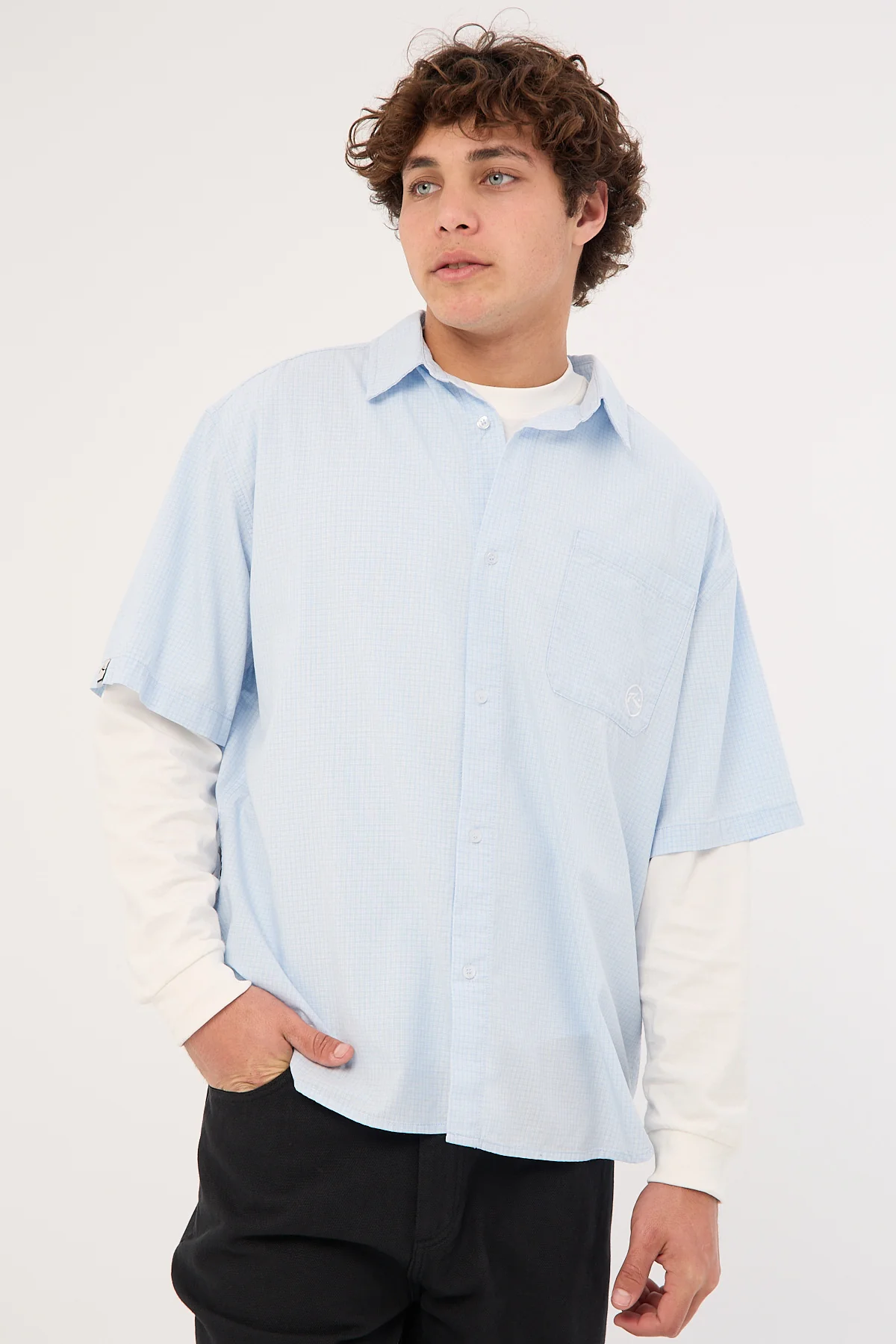 Rusty Hoodus Check Shirt Smoke Blue