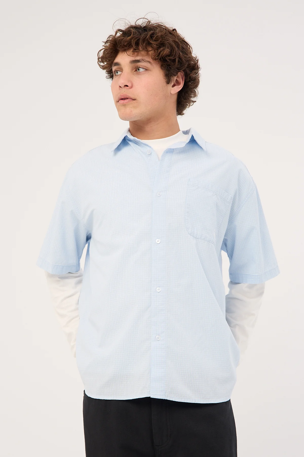 Rusty Hoodus Check Shirt Smoke Blue - Image 3