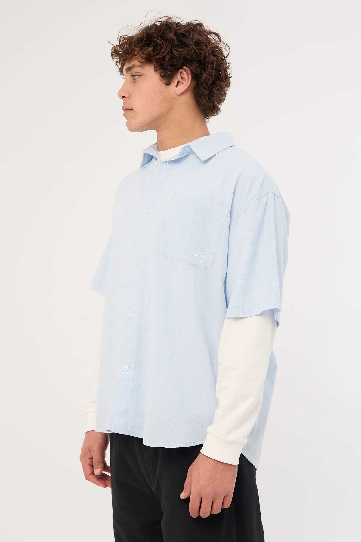 Rusty Hoodus Check Shirt Smoke Blue - Image 4