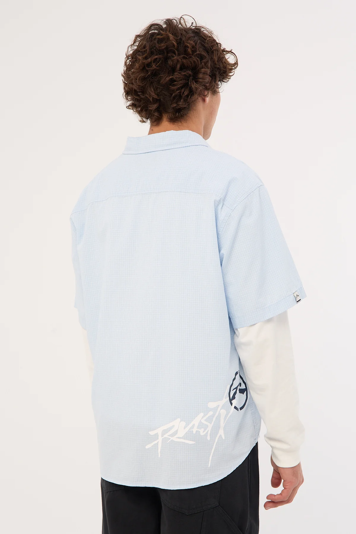 Rusty Hoodus Check Shirt Smoke Blue - Image 5