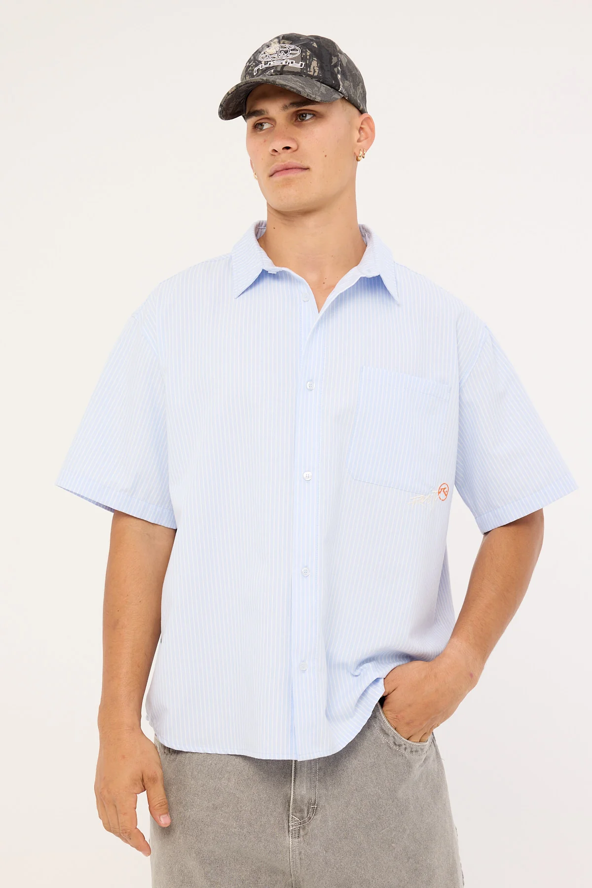 Rusty Hoodus Pinstripe Shirt Sky Blue - Image 4