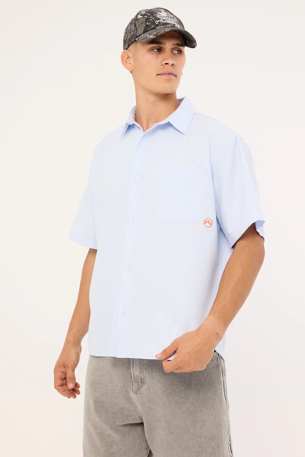 Rusty Hoodus Pinstripe Shirt Sky Blue - Image 6
